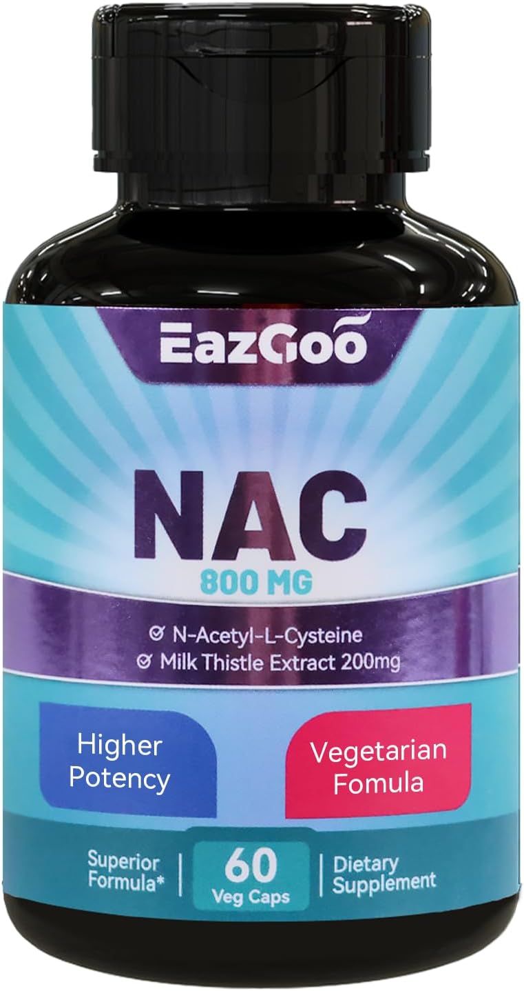 NAC Supplement N-Acetyl Cysteine 800mg, with Milk Thistle 200mg, Non-GMO, Gluten Free – 60 Capsules NAC Supplement N-Acetyl Cysteine 800mg, with Milk Thistle 200mg, Non-GMO, Gluten Free – 60 Capsules