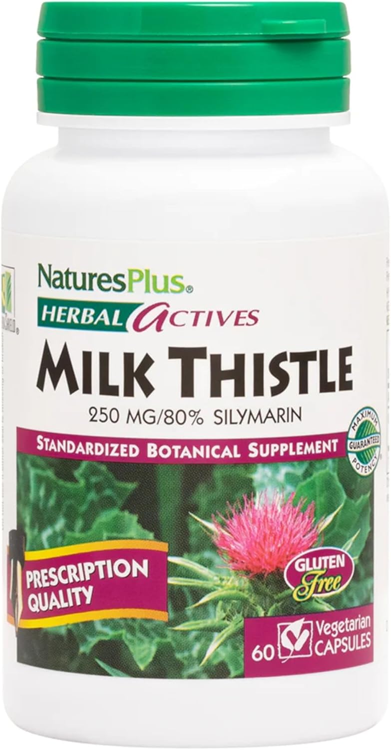 Natures Plus Herbal Actives Milk Thistle – 250 mg, 80% Silymarin, 60 Vegan Capsules – Vegetarian, Gluten-Free – 60 Servings Natures Plus Herbal Actives Milk Thistle – 250 mg, 80% Silymarin, 60 Vegan Capsules – Vegetarian, Gluten-Free – 60 Servings
