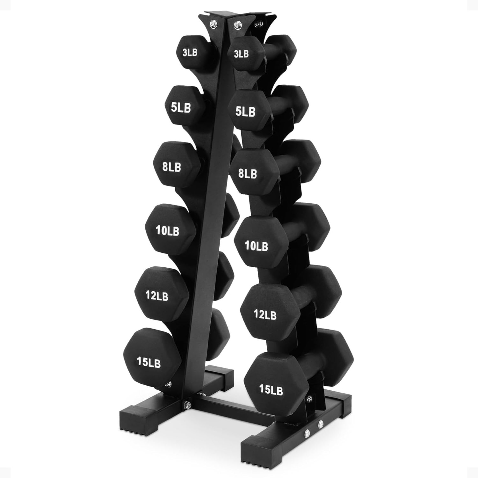 BalanceFrom Dumbbell Set with Stand, Neoprene Coated Hand Weights Home Gym Equipment, Black BalanceFrom Dumbbell Set with Stand, Neoprene Coated Hand Weights Home Gym Equipment, Black