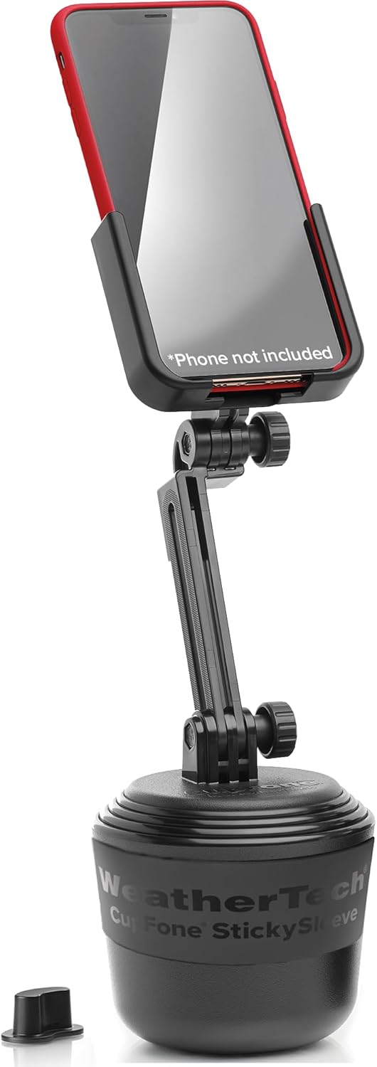 WeatherTech CupFone with Extension – Adjustable, Universal Cup Holder Cell Phone Mount Car & Truck Accessory – Best Design for iPhone & Smartphone Charging – Black Plastic Knobs WeatherTech CupFone with Extension – Adjustable, Universal Cup Holder Cell Phone Mount Car & Truck Accessory – Best Design for iPhone & Smartphone Charging – Black Plastic Knobs