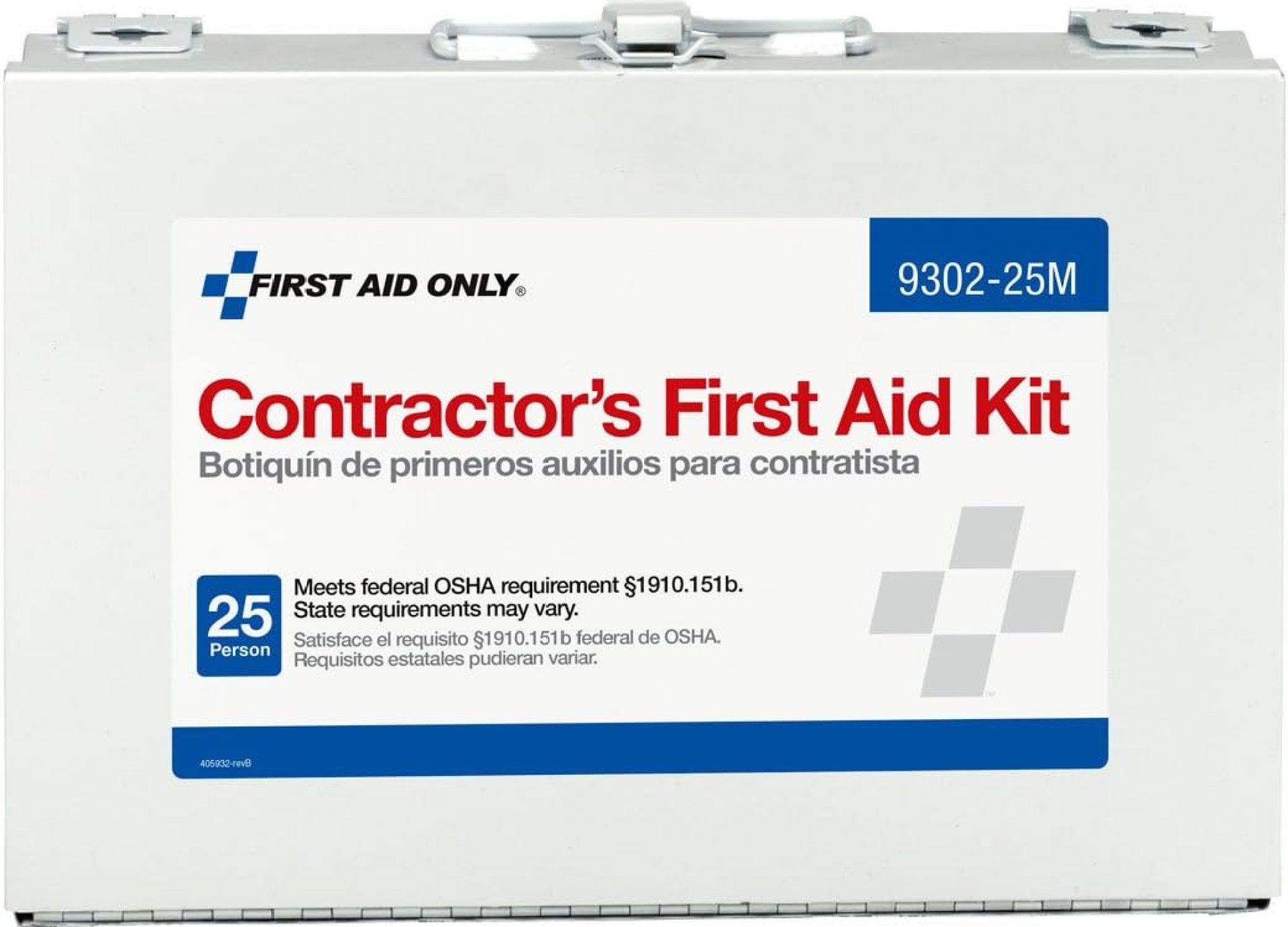 First Aid Only 9302-25M 25-Person Contractor’s First Aid Kit for Home Renovation, Job Sites, and Construction Vehicles, 178 Pieces First Aid Only 9302-25M 25-Person Contractor’s First Aid Kit for Home Renovation, Job Sites, and Construction Vehicles, 178 Pieces