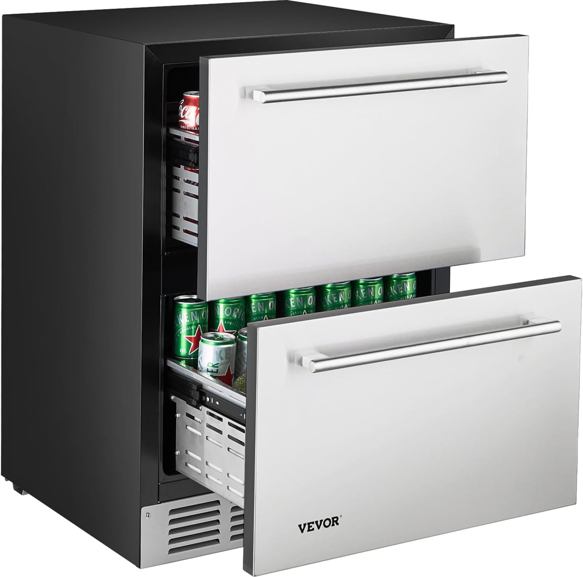 VEVOR 24 Inch Under Counter Drawer Refrigerator, Stainless Steel Dual Drawer Fridge with Temperature Control, Outdoor Refrigerator with Powerful Compressor & LED Display, Fit for Home, Office, etc. VEVOR 24 Inch Under Counter Drawer Refrigerator, Stainless Steel Dual Drawer Fridge with Temperature Control, Outdoor Refrigerator with Powerful Compressor & LED Display, Fit for Home, Office, etc.