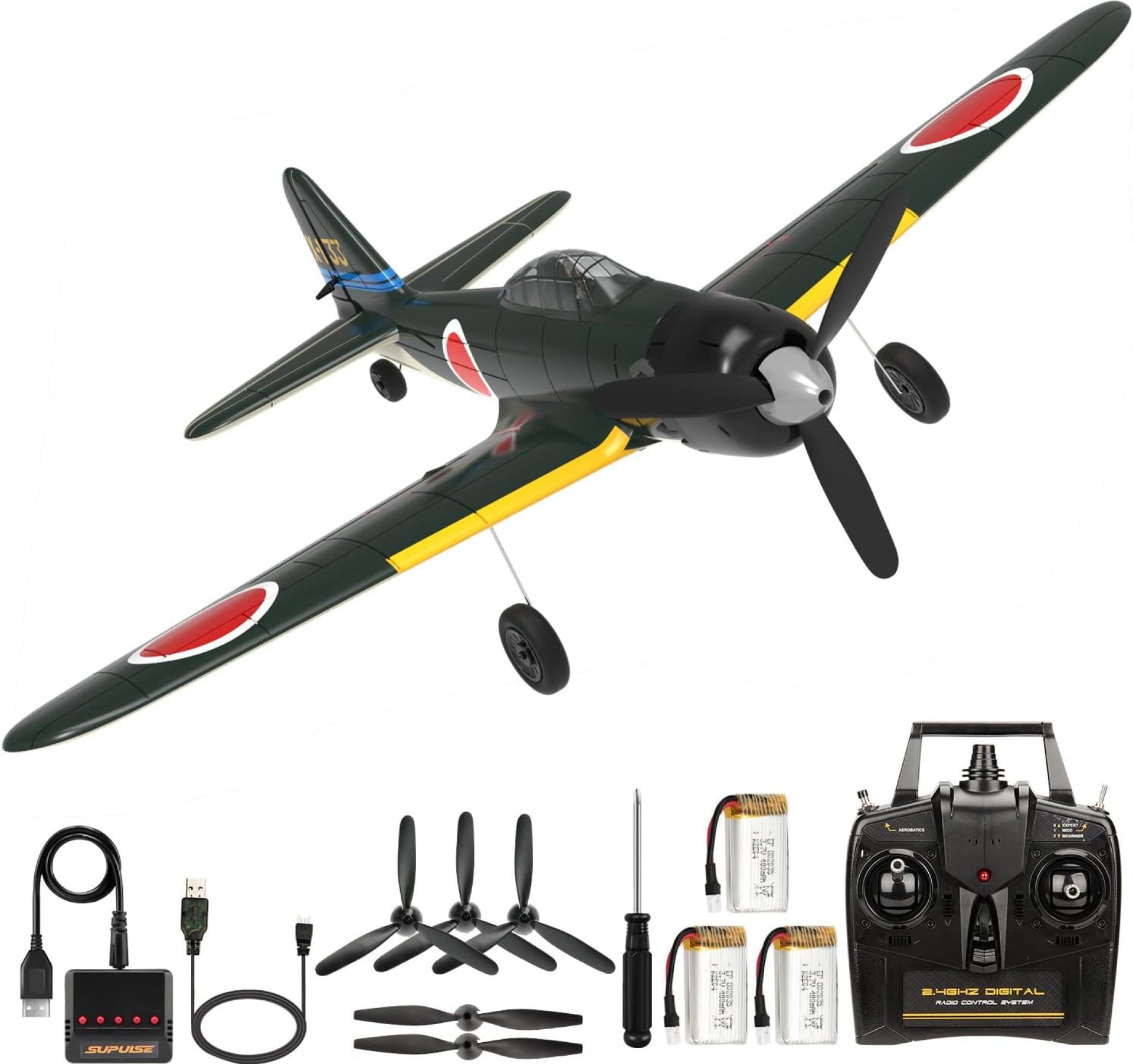Remote Control Airplane Zero A6M, 4 Channel RC Plane with 6-Axis Gyro, WW2 Warbird Aerobatic Park Flyer Gift for Adults & Kids Remote Control Airplane Zero A6M, 4 Channel RC Plane with 6-Axis Gyro, WW2 Warbird Aerobatic Park Flyer Gift for Adults & Kids