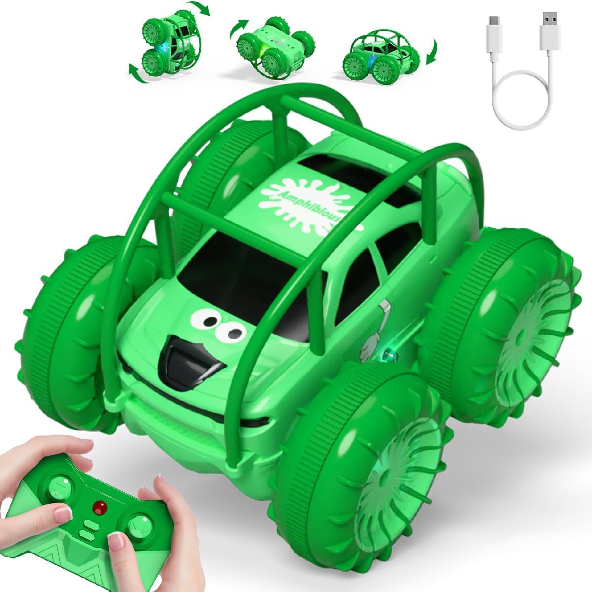 Remote Control Car, Fast Direct Charging RC Cars Amphibious Rechargeable Stunt Car 360° Rotating LED 2.4Ghz 4WD All Terrain Waterproof Cars Toy Christmas Birthday Gift Kids Boys 3-12 Years Remote Control Car, Fast Direct Charging RC Cars Amphibious Rechargeable Stunt Car 360° Rotating LED 2.4Ghz 4WD All Terrain Waterproof Cars Toy Christmas Birthday Gift Kids Boys 3-12 Years