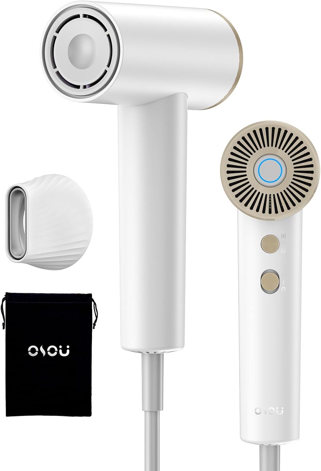 Ionic Travel Hair Dryer, High-Speed Blow Dryer – 150,000 RPM Brushless Motor, 500 Million Negative Ions, Ultra-Light & Small, Smart Temp Control, Quiet Hairdryer for Women, Men Ionic Travel Hair Dryer, High-Speed Blow Dryer – 150,000 RPM Brushless Motor, 500 Million Negative Ions, Ultra-Light & Small, Smart Temp Control, Quiet Hairdryer for Women, Men