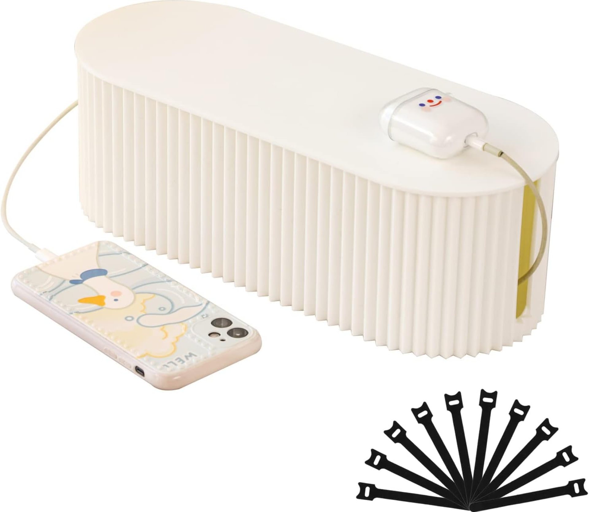 FABROK Cable Management Box with 10 Cable Ties, Organizer Box for Power Strips, Surge Protectors, Chargers, Adapters, TV Computer Wires Cable Hider Box for Home/Office (Small/White) FABROK Cable Management Box with 10 Cable Ties, Organizer Box for Power Strips, Surge Protectors, Chargers, Adapters, TV Computer Wires Cable Hider Box for Home/Office (Small/White)