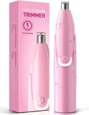 ZORAMI Rechargeable Ear and Nose Hair Trimmer – 2025 Professional Painless Eyebrow & Facial Hair Trimmer for Men Women, Powerful Motor and Dual-Edge Blades for Smoother Cutting Pink