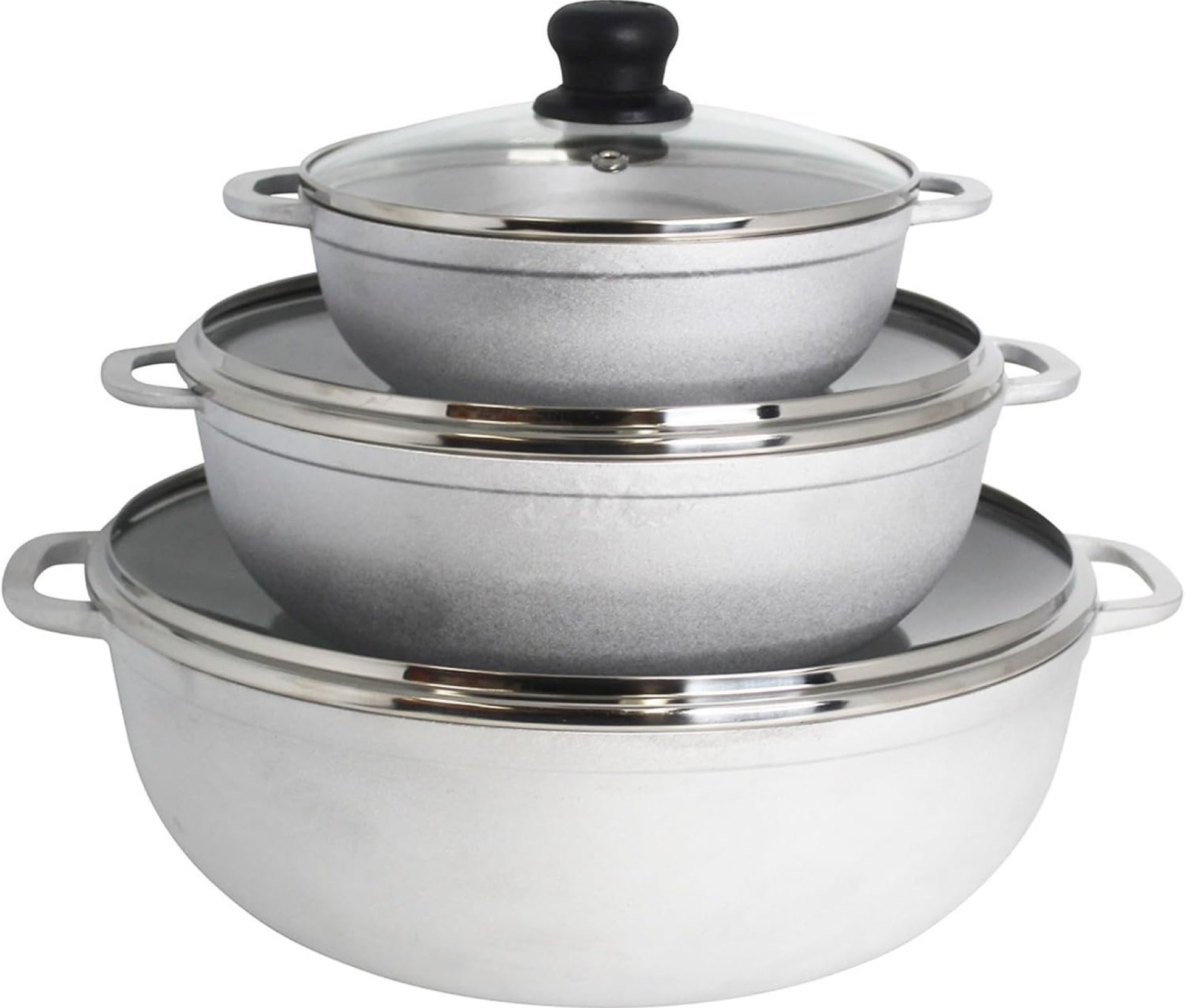 IMUSA Caldero Stock Pot with Glass Lid 3pc Set, 1.5/3.5/7 QT, Cast Aluminum, Perfect for Serving Large & Small Groups, Riveted Handles, Made in Colombia, Silver IMUSA Caldero Stock Pot with Glass Lid 3pc Set, 1.5/3.5/7 QT, Cast Aluminum, Perfect for Serving Large & Small Groups, Riveted Handles, Made in Colombia, Silver