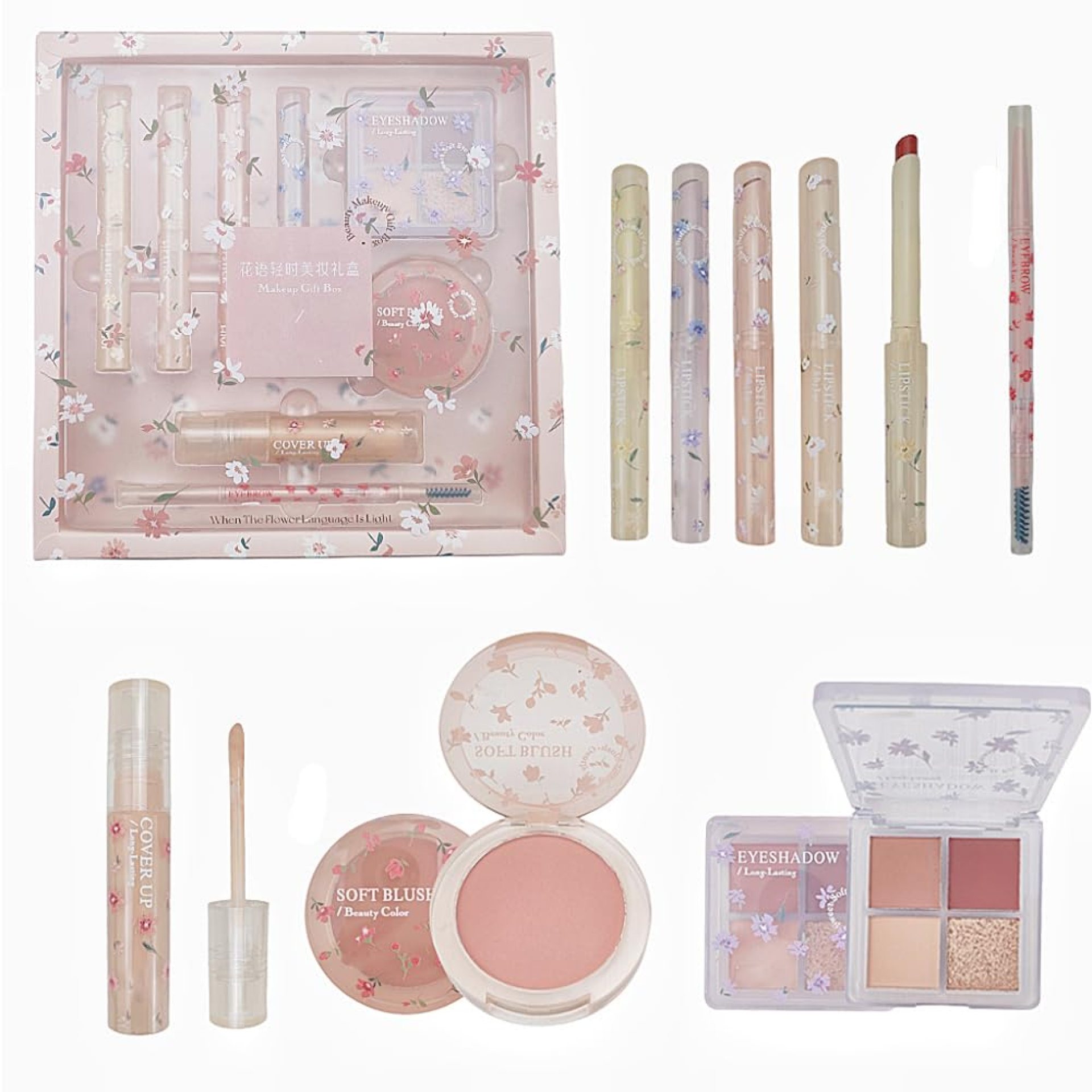 Makeup Kit for Women 8 Pieces Makeup Sets, 4 Color Lipsticks& Eyeshadow, Eyebrow Pencil, Concealer, Blush Palette 8Pcs Gift Box Makeup Bundle Value Set Makeup Kit for Women 8 Pieces Makeup Sets, 4 Color Lipsticks& Eyeshadow, Eyebrow Pencil, Concealer, Blush Palette 8Pcs Gift Box Makeup Bundle Value Set