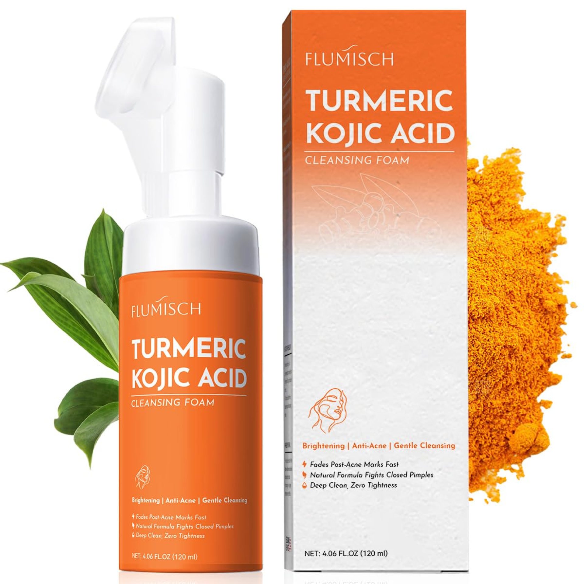 Turmeric Kojic Acid Facial Cleanser, Brightening Foaming Face Wash with Soft Massage Heads, Kojic Acid Cleanser Exfoliating, Turmeric Cleansing for Dark Spots 4.23 oz Turmeric Kojic Acid Facial Cleanser, Brightening Foaming Face Wash with Soft Massage Heads, Kojic Acid Cleanser Exfoliating, Turmeric Cleansing for Dark Spots 4.23 oz