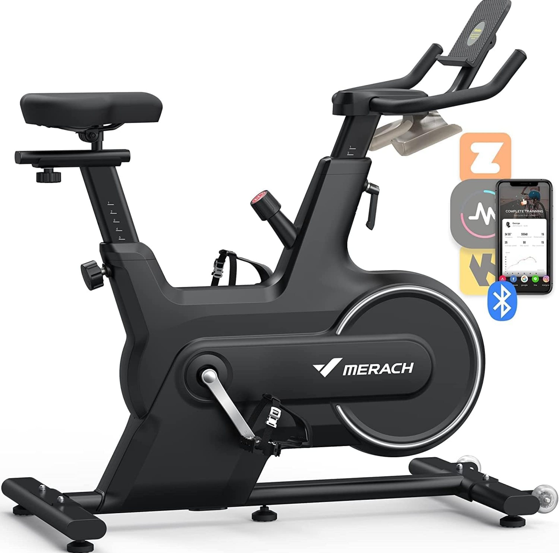 MERACH Indoor Cycling Bike, Exercise Bike for Home with Magnetic/Auto Resistance, Bluetooth Stationary Bike with APP Data Tracking, and Tablet Holder MERACH Indoor Cycling Bike, Exercise Bike for Home with Magnetic/Auto Resistance, Bluetooth Stationary Bike with APP Data Tracking, and Tablet Holder