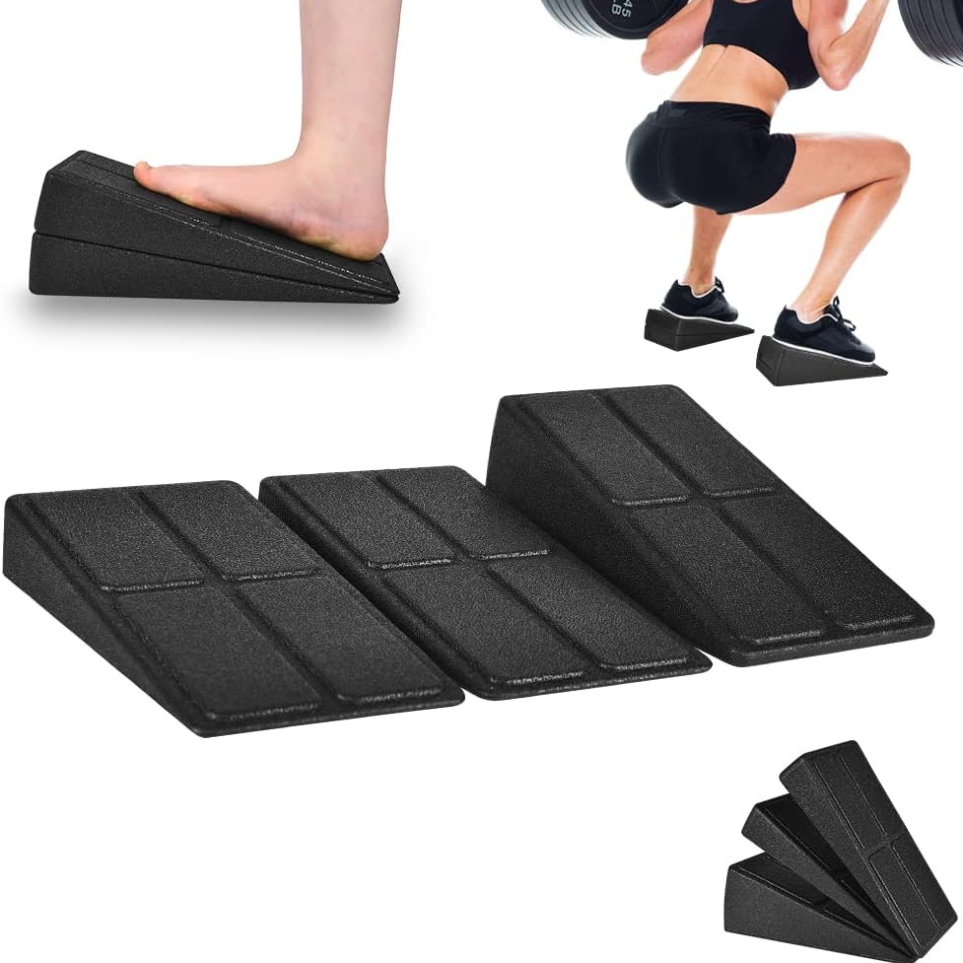 Slant Board Squat Wedge for Calf Stretching,3 Pcs 12″ x 6.3″ Foot Stretcher Balance Board for Plantar Fasciitis, Adjustable Foam Slant Board Wedge Great for Exercises Slant Board Squat Wedge for Calf Stretching,3 Pcs 12″ x 6.3″ Foot Stretcher Balance Board for Plantar Fasciitis, Adjustable Foam Slant Board Wedge Great for Exercises