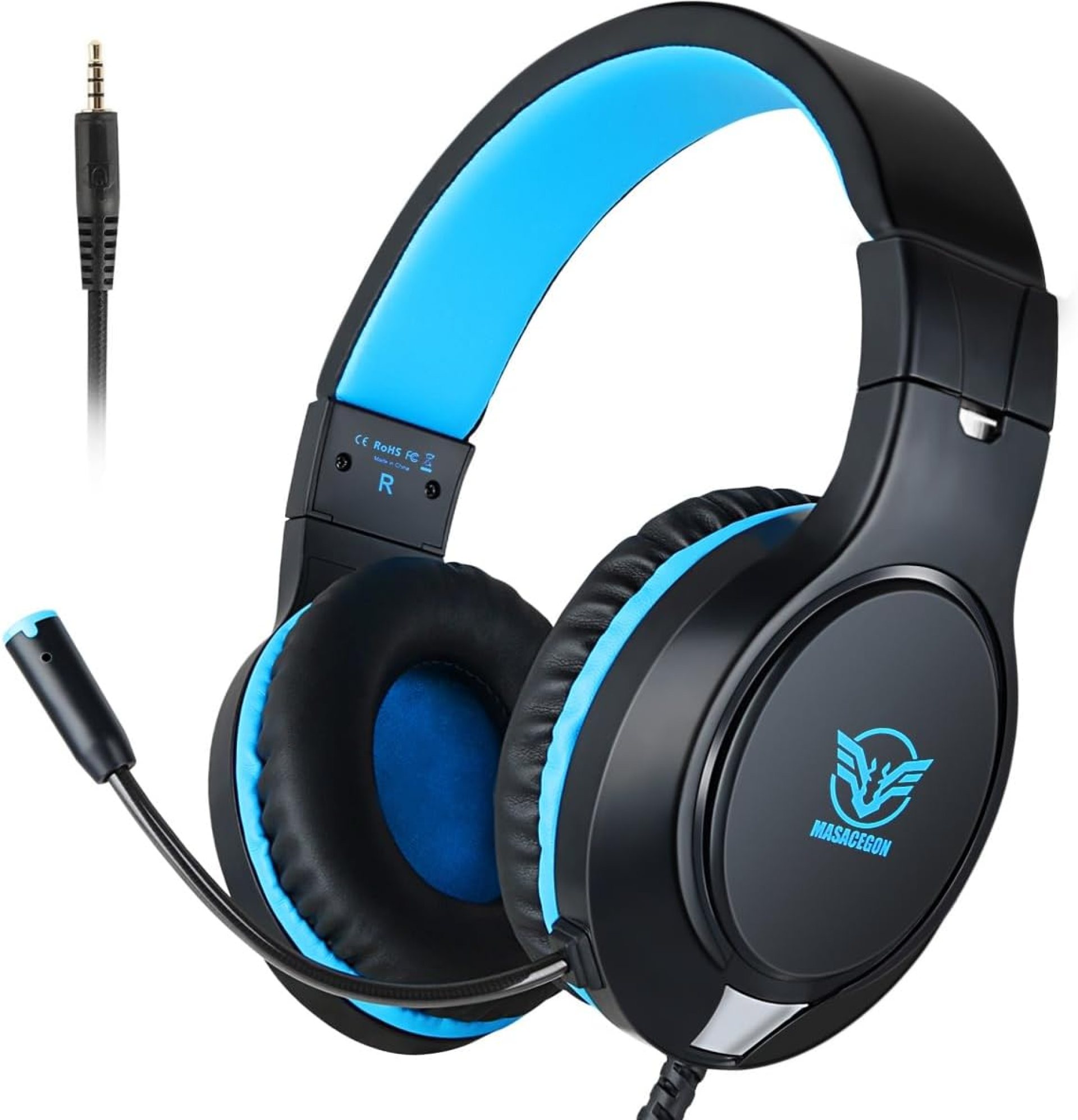 H-10 Gaming Headset for PS4, Xbox One, PC, PS5, Nintendo Switch, Stereo Wired Noise Cancelling Over Ear Headphones with Mic for Kids Adults, Bass Surround, Soft Memory Earmuffs, Blue H-10 Gaming Headset for PS4, Xbox One, PC, PS5, Nintendo Switch, Stereo Wired Noise Cancelling Over Ear Headphones with Mic for Kids Adults, Bass Surround, Soft Memory Earmuffs, Blue