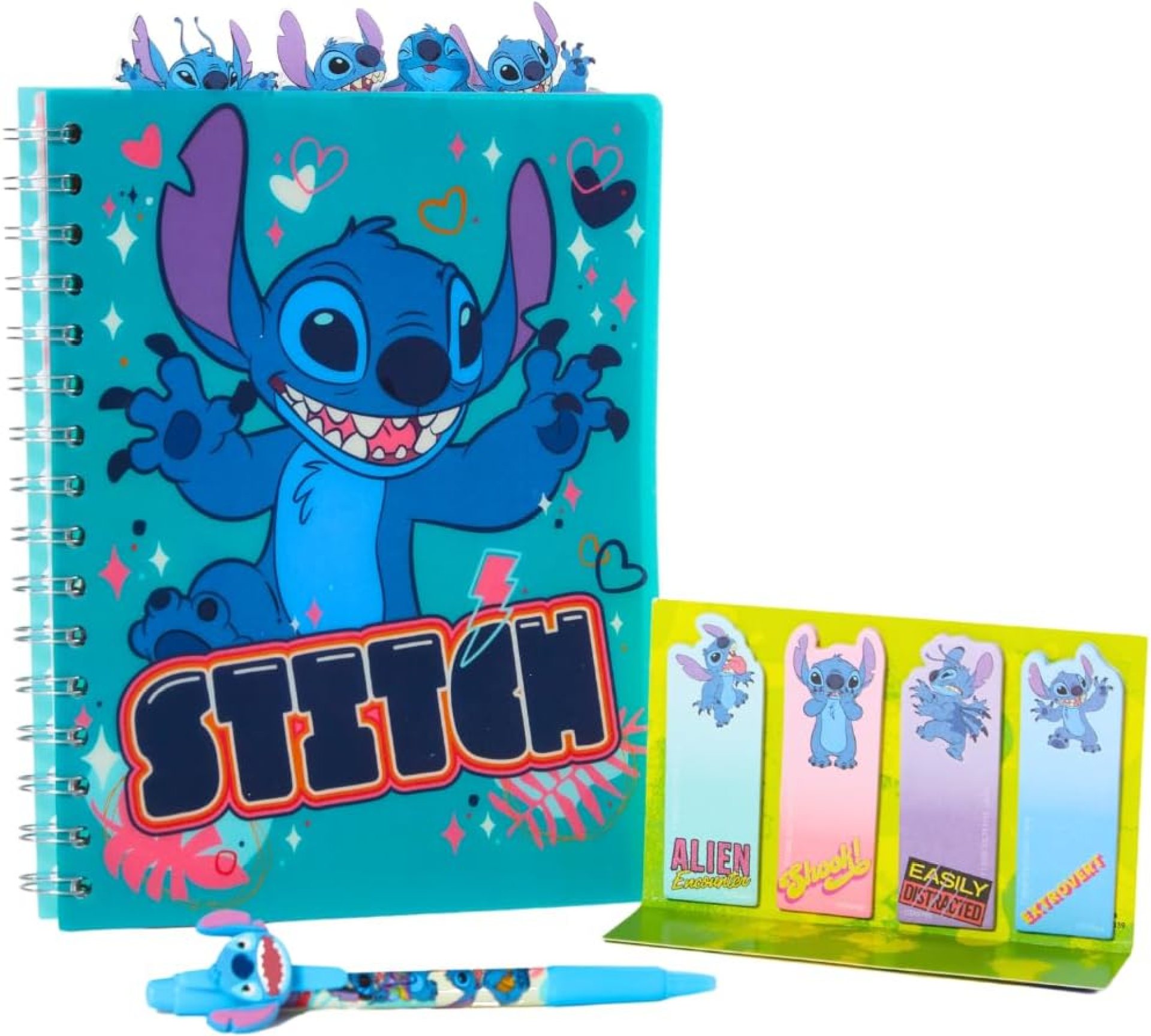 Disney Stitch Tab Journal Spiral Notebook, Ballpoint Pen, Sticky Tabs, 96 Lined Pages, Blue Disney Stitch Tab Journal Spiral Notebook, Ballpoint Pen, Sticky Tabs, 96 Lined Pages, Blue