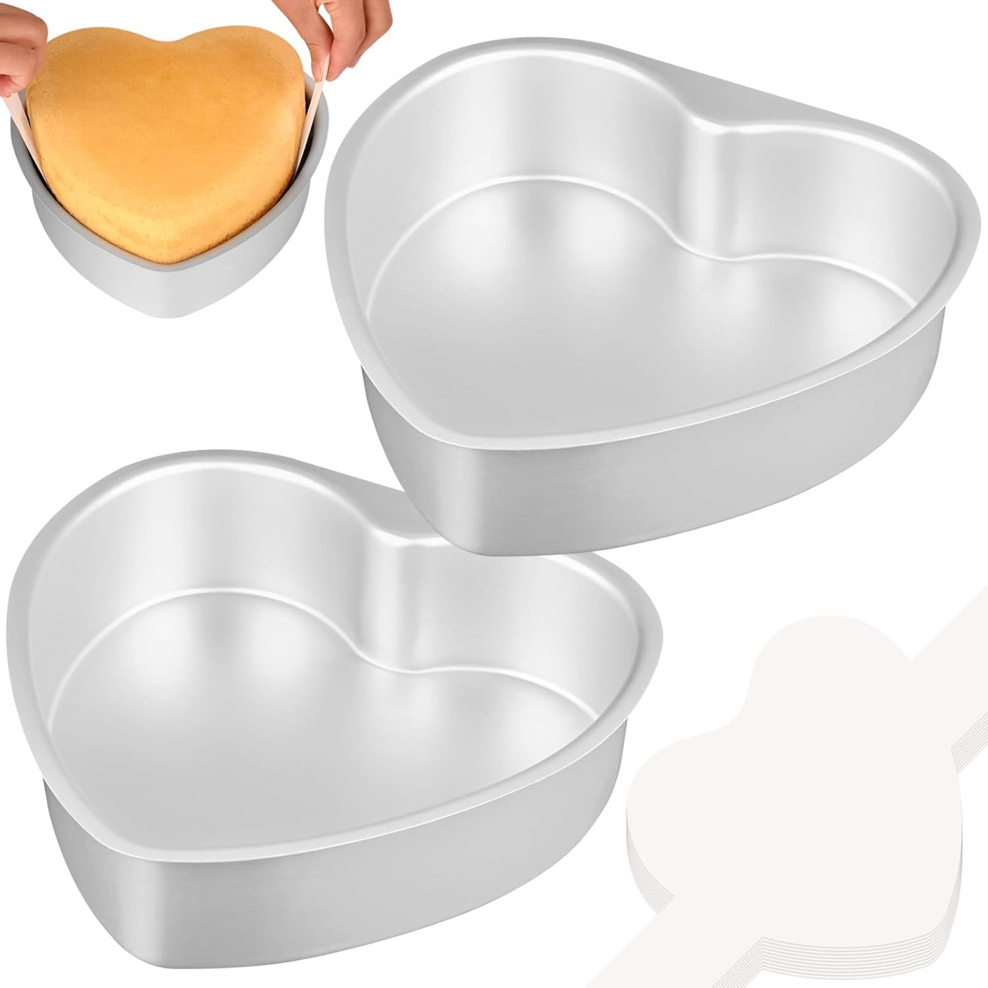 HUAKENER 10 Inch Heart Cake Pan, Set of 2 Heart Shaped Cake Pans with 60 Pieces Parchment Paper, Non-stick Cake Baking Pans for Kitchen Birthday Wedding HUAKENER 10 Inch Heart Cake Pan, Set of 2 Heart Shaped Cake Pans with 60 Pieces Parchment Paper, Non-stick Cake Baking Pans for Kitchen Birthday Wedding