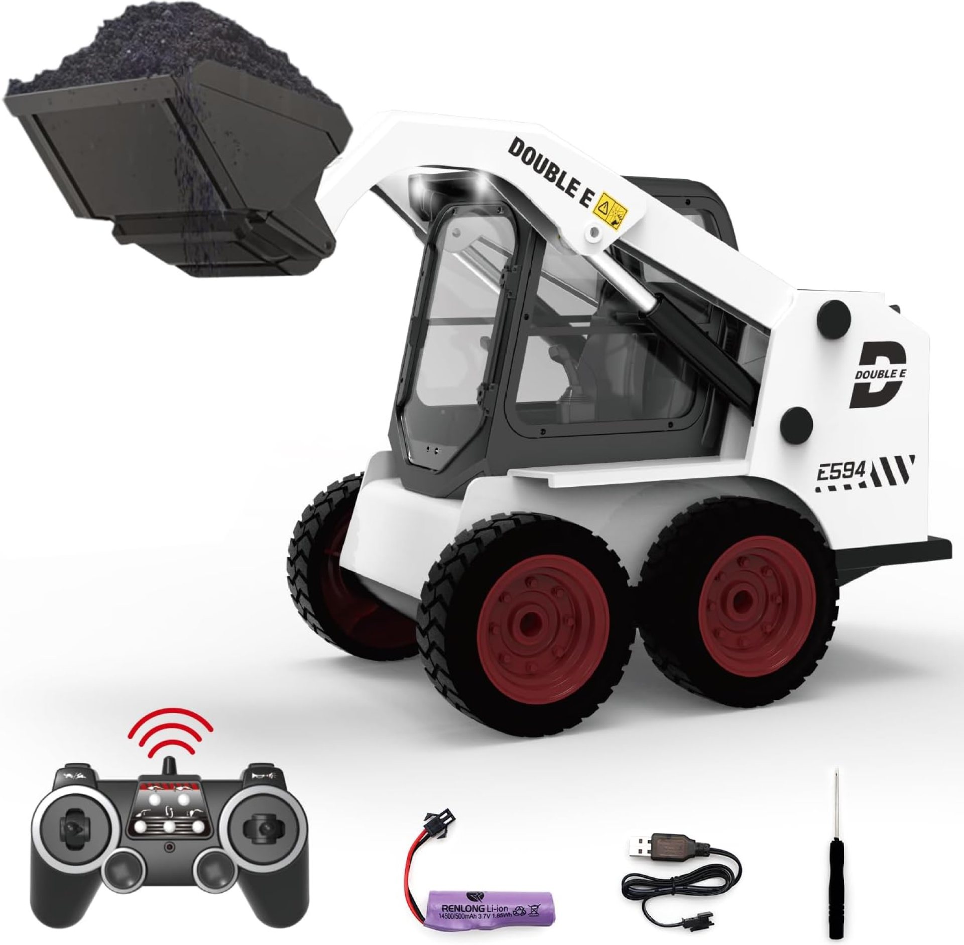 Remote Control Skid Steer Loader 11CH RC Front Loader 4WD Full Function Bucket Loader Tractor Electric Construction Vehicle Kids Toy with Lights and Sound Remote Control Skid Steer Loader 11CH RC Front Loader 4WD Full Function Bucket Loader Tractor Electric Construction Vehicle Kids Toy with Lights and Sound