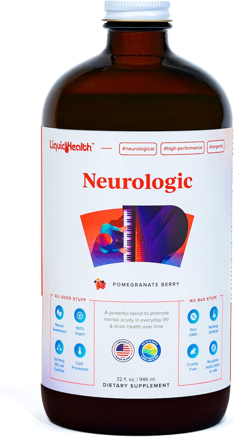 LIQUIDHEALTH Neurologic Focus Supplement – Brain Booster Nootropic Supplement for Cognitive Function, Memory & Focus with Ginkgo Biloba, Choline, L-Theanine & Phosphatidylserine – USA Made (32 oz) LIQUIDHEALTH Neurologic Focus Supplement – Brain Booster Nootropic Supplement for Cognitive Function, Memory & Focus with Ginkgo Biloba, Choline, L-Theanine & Phosphatidylserine – USA Made (32 oz)