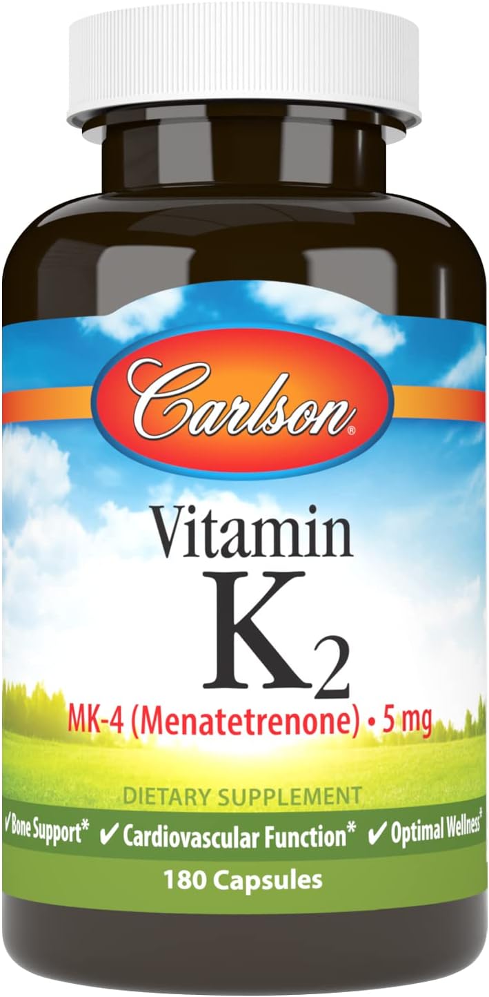 Carlson – Vitamin K2, MK-4 (Menatetrenone), Vitamin K Supplement, Bone & Heart Health, K2 Vitamin, Soy-free, Vitamin K-2, K2 Vitamins, 180 Capsules Carlson – Vitamin K2, MK-4 (Menatetrenone), Vitamin K Supplement, Bone & Heart Health, K2 Vitamin, Soy-free, Vitamin K-2, K2 Vitamins, 180 Capsules