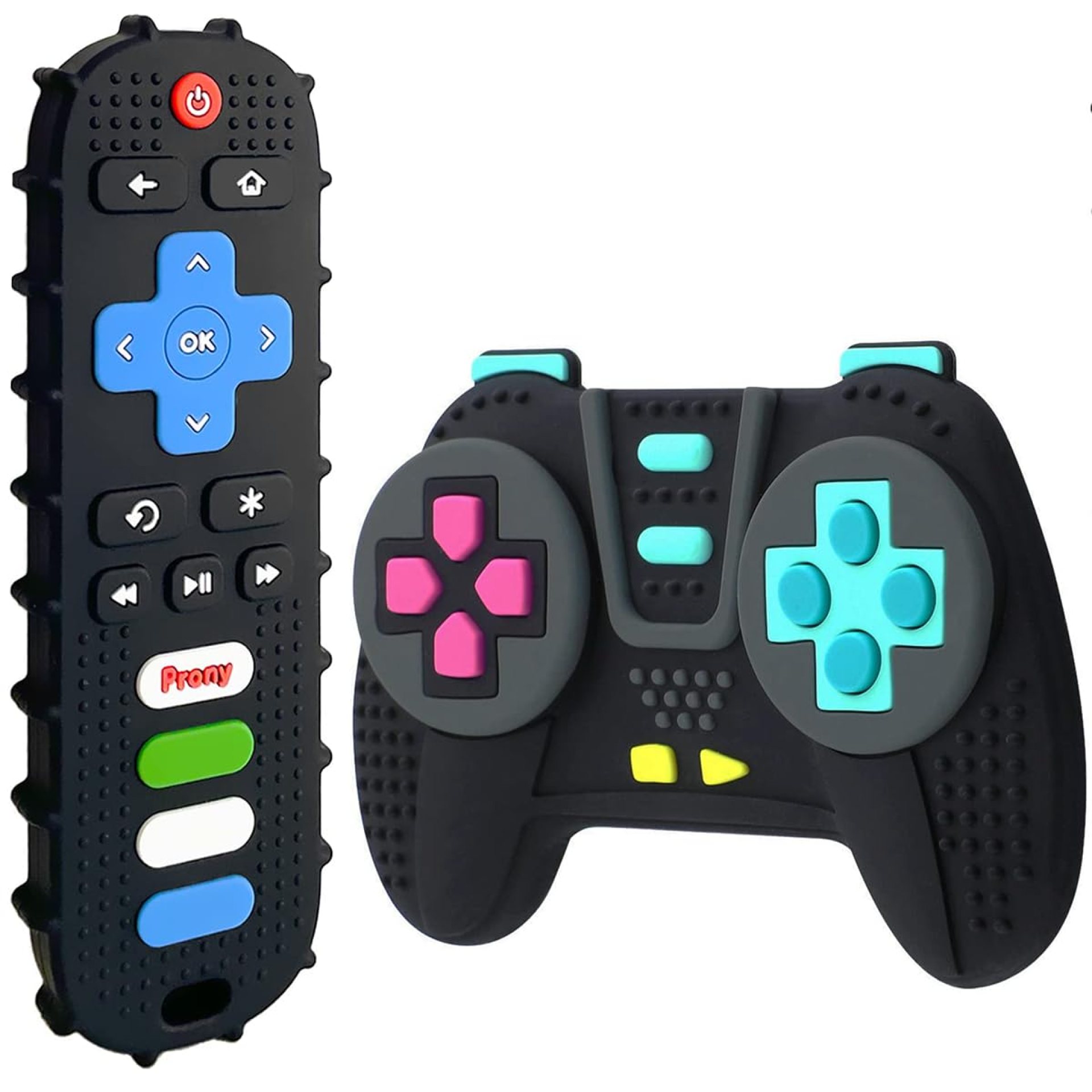 PRONY Silicone Remote Control and Game Controller Teething Toys for Baby 3 Months and Up,Sensory Teether Toys for Toddler Boy and Girl PRONY Silicone Remote Control and Game Controller Teething Toys for Baby 3 Months and Up,Sensory Teether Toys for Toddler Boy and Girl