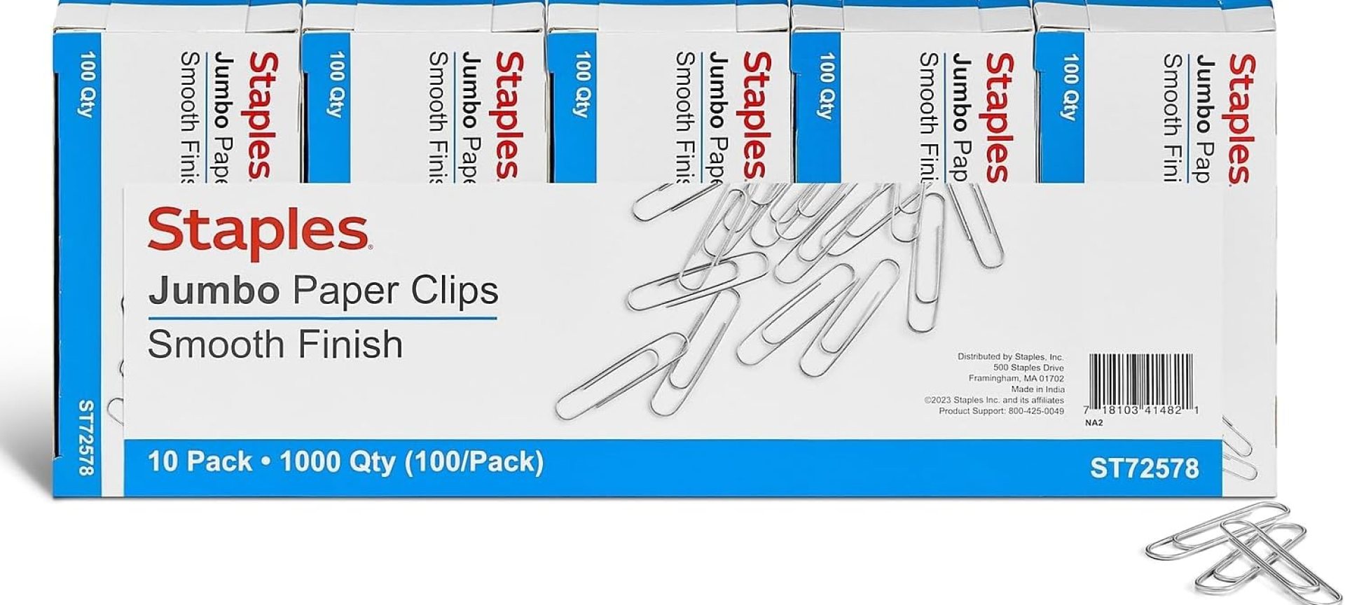 Staples Paper Clips, 1.75 Inch, Heavy-Duty Jumbo Smooth Paperclips for Office, School, Personal Use, 1,000-Pack, Silver Staples Paper Clips, 1.75 Inch, Heavy-Duty Jumbo Smooth Paperclips for Office, School, Personal Use, 1,000-Pack, Silver