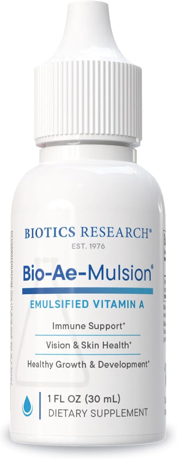 Biotics Research Bio Ae Mulsion IU Emulsified Vitamin A for Greater Uptake & Utilization, Concentrated Form, Promotes Immune Response, Aids in Visual Acuity, Supports Cardiovascular 1 Fluid Ounces Biotics Research Bio Ae Mulsion IU Emulsified Vitamin A for Greater Uptake & Utilization, Concentrated Form, Promotes Immune Response, Aids in Visual Acuity, Supports Cardiovascular 1 Fluid Ounces