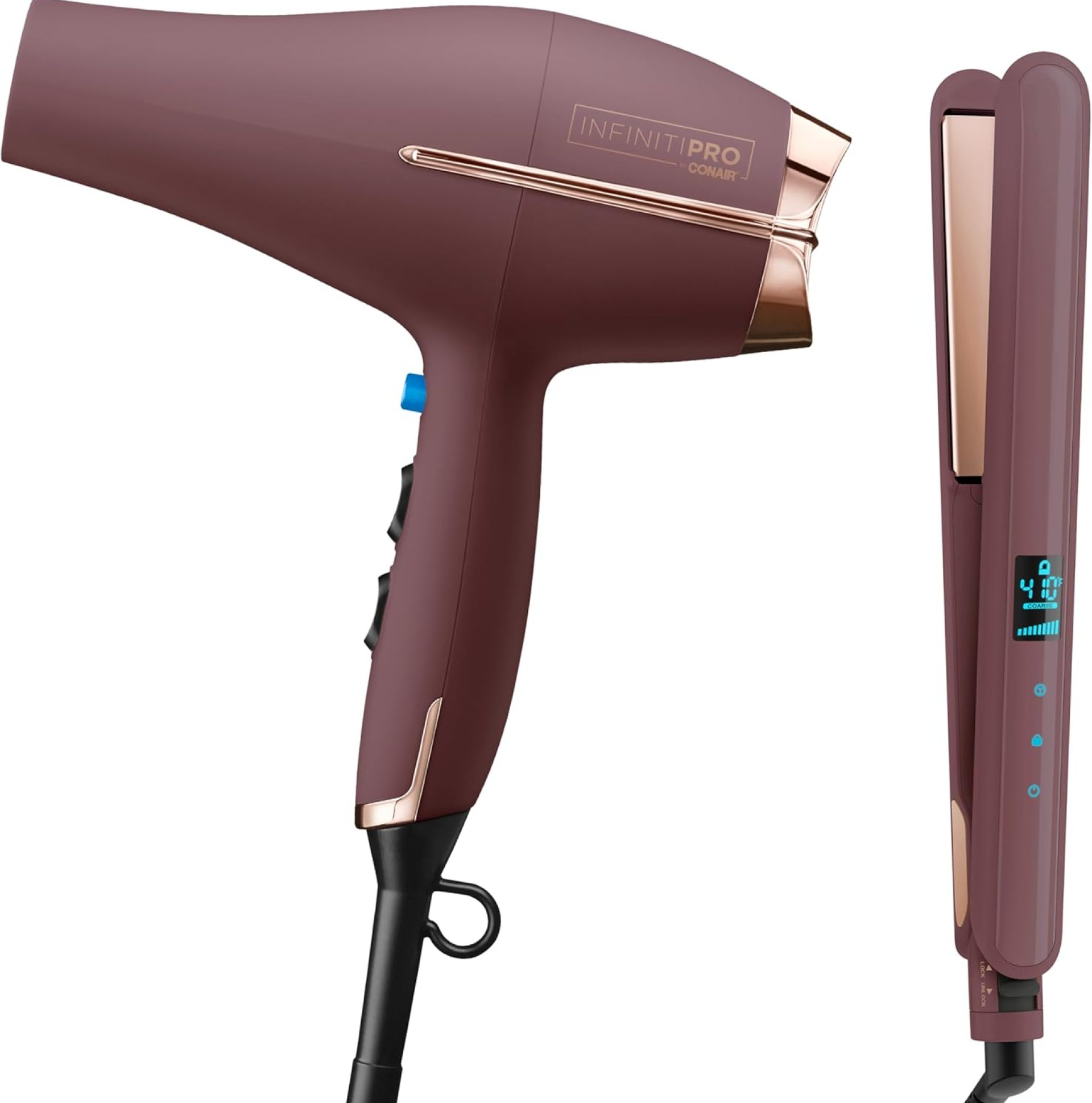 Conair Limited Edition Bundle | INFINITIPRO by CONAIR Hair Dryer with Diffuser – and – Conair Double Ceramic 1-inch Digital Flat Iron | Plum | Amazon Exclusive Conair Limited Edition Bundle | INFINITIPRO by CONAIR Hair Dryer with Diffuser – and – Conair Double Ceramic 1-inch Digital Flat Iron | Plum | Amazon Exclusive