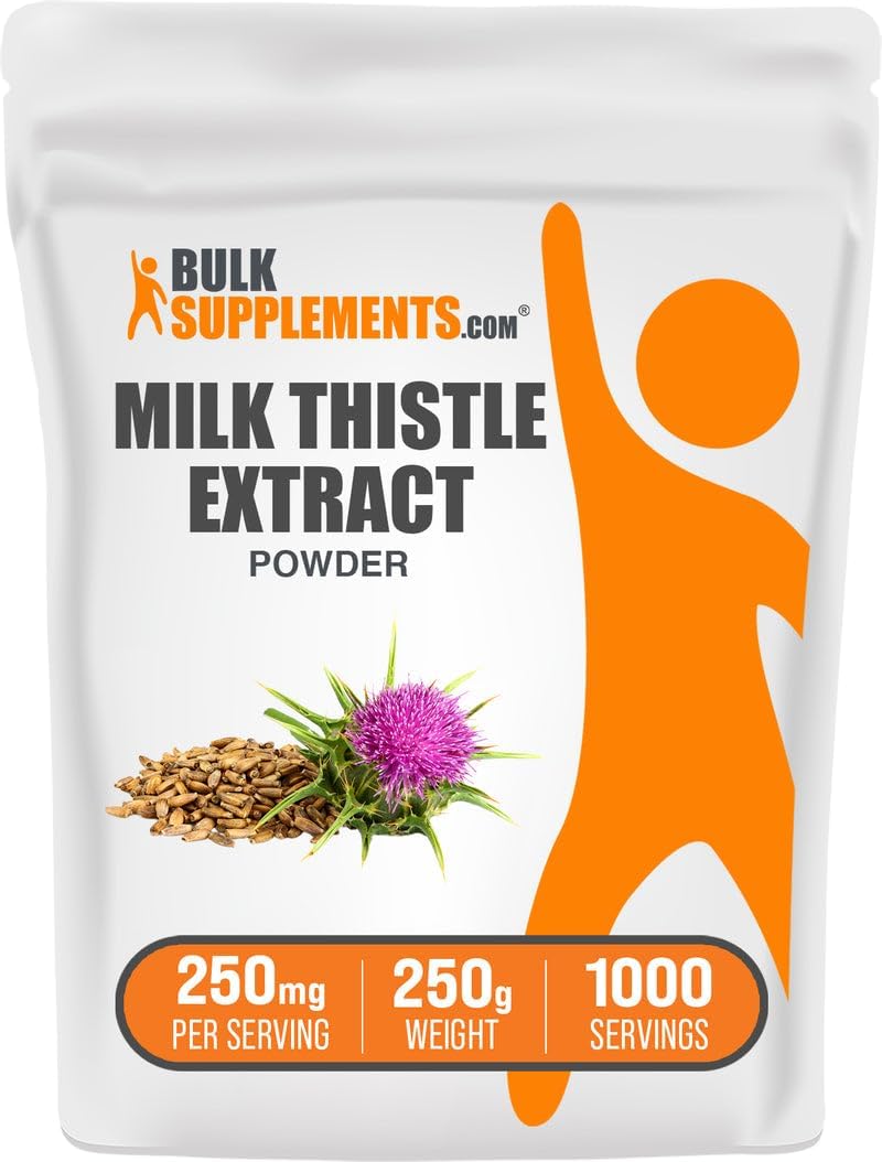 BulkSupplements.com Milk Thistle Extract Powder – Herbal Supplement, Milk Thistle Supplement – Gluten Free, 250mg per Serving, 250g (8.8 oz) (Pack of 1) BulkSupplements.com Milk Thistle Extract Powder – Herbal Supplement, Milk Thistle Supplement – Gluten Free, 250mg per Serving, 250g (8.8 oz) (Pack of 1)