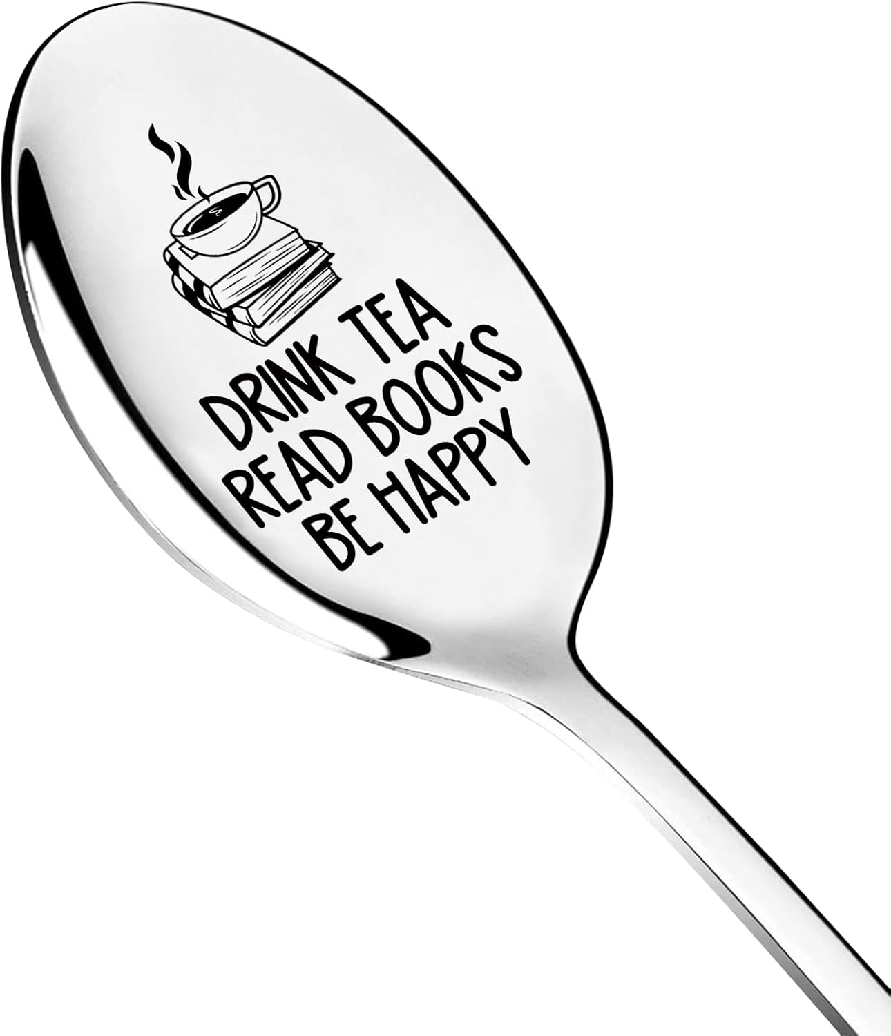 Drink Tea Read Books Be happy Spoon,Long Handle Tea Coffee Stainless Steel Spoons for Tea Lover Friend Birthday Graduation Christmas Gifts for Readers Book Lover Gifts for Women Men Drink Tea Read Books Be happy Spoon,Long Handle Tea Coffee Stainless Steel Spoons for Tea Lover Friend Birthday Graduation Christmas Gifts for Readers Book Lover Gifts for Women Men