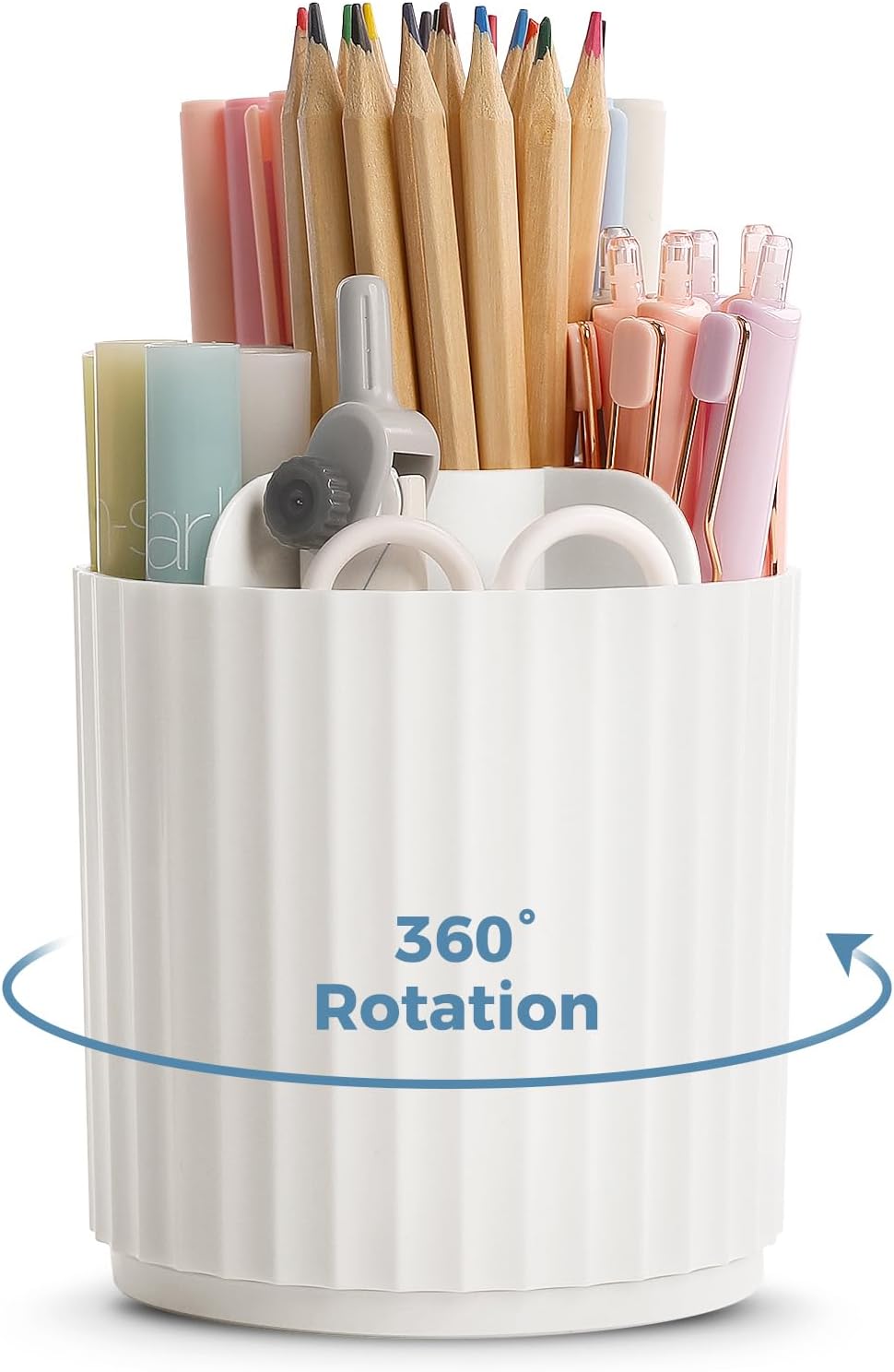 SKYDUE Rotating Pen Organizer – Small Desk Pen and Pencil Cup, Office and Classroom Use, White SKYDUE Rotating Pen Organizer – Small Desk Pen and Pencil Cup, Office and Classroom Use, White