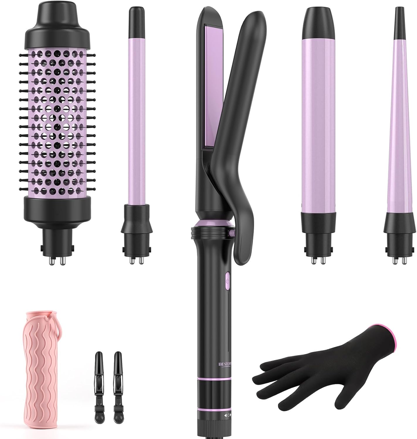BESTOPE PRO Curling Iron Set, 5 in 1 Curling Wand with Thermal Brush, Flat Iron Hair Straightener, 3 Ceramic Curling Irons (0.35 “-1”), 13 Adjustable Temps Hair Curler Waver, Anti-Scald Mat & Clips BESTOPE PRO Curling Iron Set, 5 in 1 Curling Wand with Thermal Brush, Flat Iron Hair Straightener, 3 Ceramic Curling Irons (0.35 “-1”), 13 Adjustable Temps Hair Curler Waver, Anti-Scald Mat & Clips