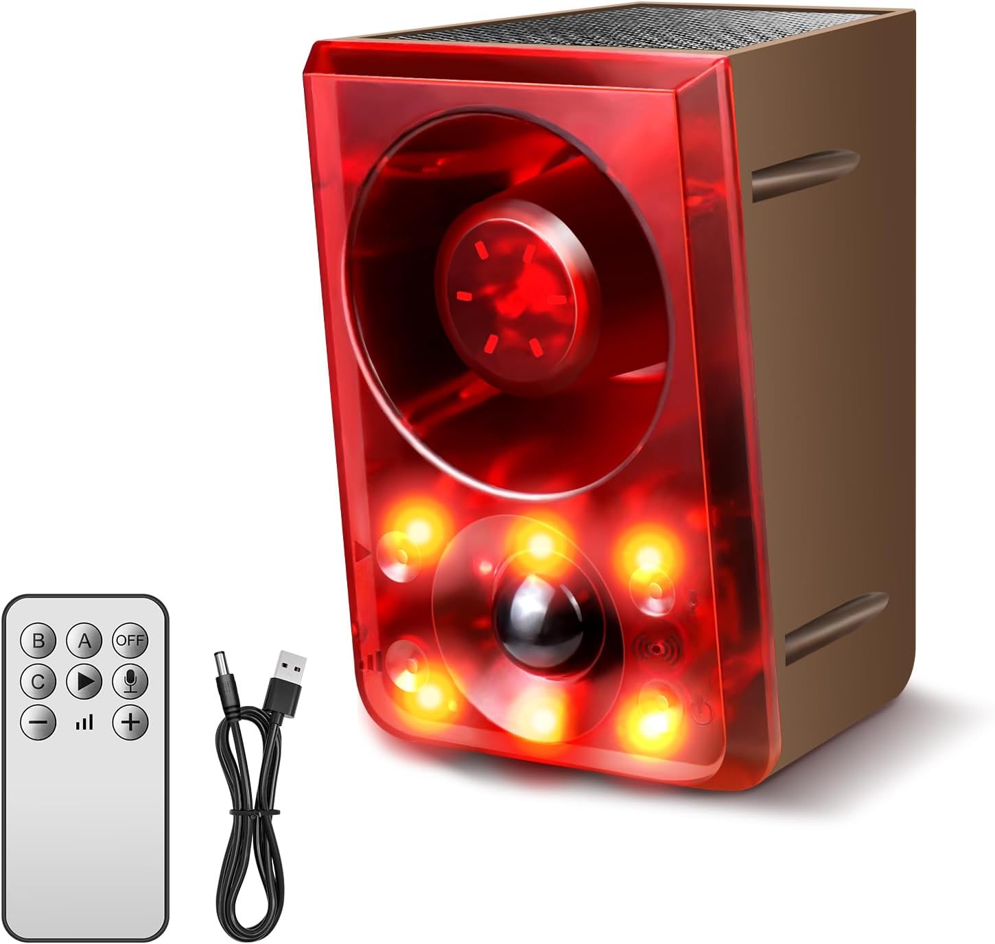 Solar Outdoor Motion Sensor Alarm, Dog Barking&Gunshot Sound,130db Loud Noise Maker,Support Recording,13 Kinds of Sound and Strobe Light to Deter Raccoons, Deer, Skunks, Bears, and Coyotes Solar Outdoor Motion Sensor Alarm, Dog Barking&Gunshot Sound,130db Loud Noise Maker,Support Recording,13 Kinds of Sound and Strobe Light to Deter Raccoons, Deer, Skunks, Bears, and Coyotes