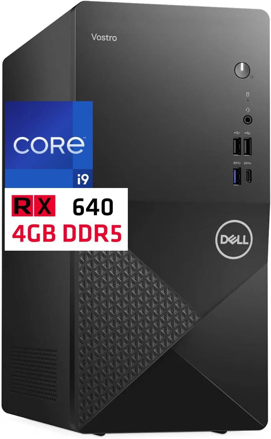 Dell Vostro 3030 Tower Computer, Intel Core i9-12900K, 64GB RAM, 2TB NVMe SSD, AMD Radeon RX 640 4GB Graphics, Mini-Display Port, HDMI, USB C, Wi-Fi, Bluetooth, Windows 11 Pro, Black Desktop Dell Vostro 3030 Tower Computer, Intel Core i9-12900K, 64GB RAM, 2TB NVMe SSD, AMD Radeon RX 640 4GB Graphics, Mini-Display Port, HDMI, USB C, Wi-Fi, Bluetooth, Windows 11 Pro, Black Desktop