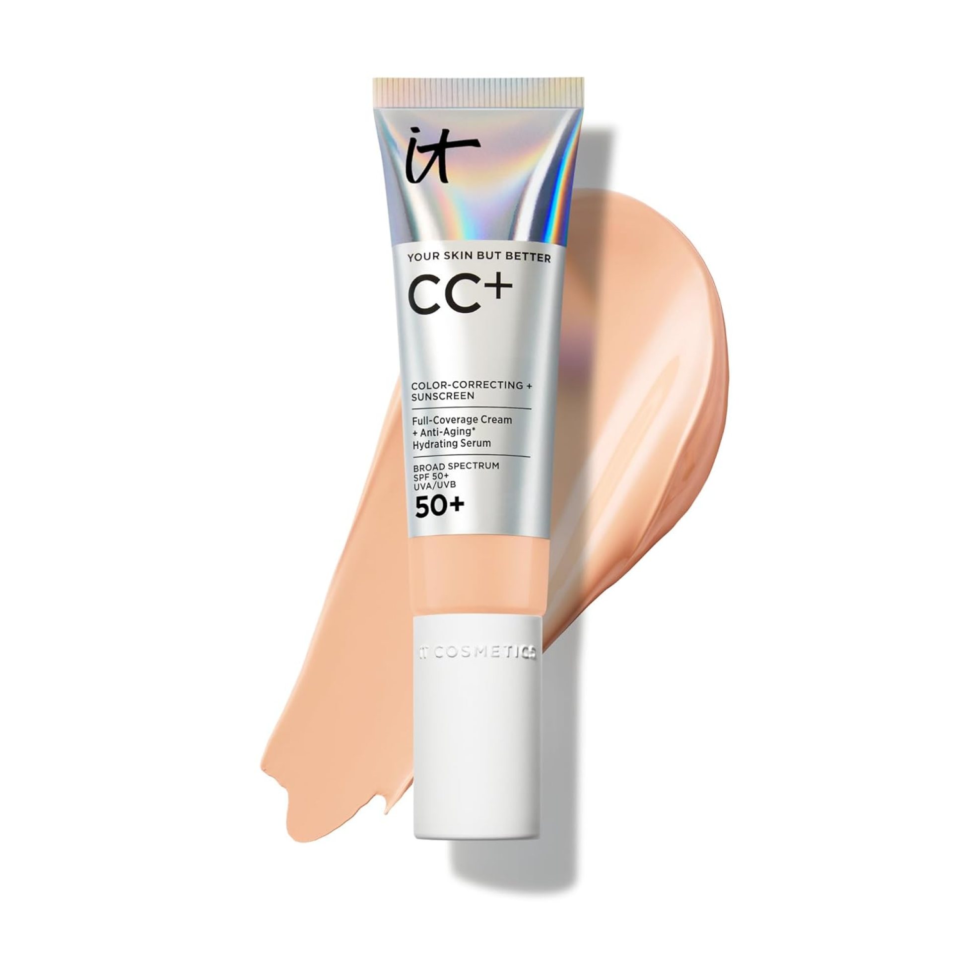 IT Cosmetics CC+ Cream (Light Medium) – Natural Full Coverage Foundation With SPF 50+, Color Corrector & Anti-Aging Hydrating Serum, Hyaluronic Acid + Peptides, Lightweight – 1.08 fl oz IT Cosmetics CC+ Cream (Light Medium) – Natural Full Coverage Foundation With SPF 50+, Color Corrector & Anti-Aging Hydrating Serum, Hyaluronic Acid + Peptides, Lightweight – 1.08 fl oz