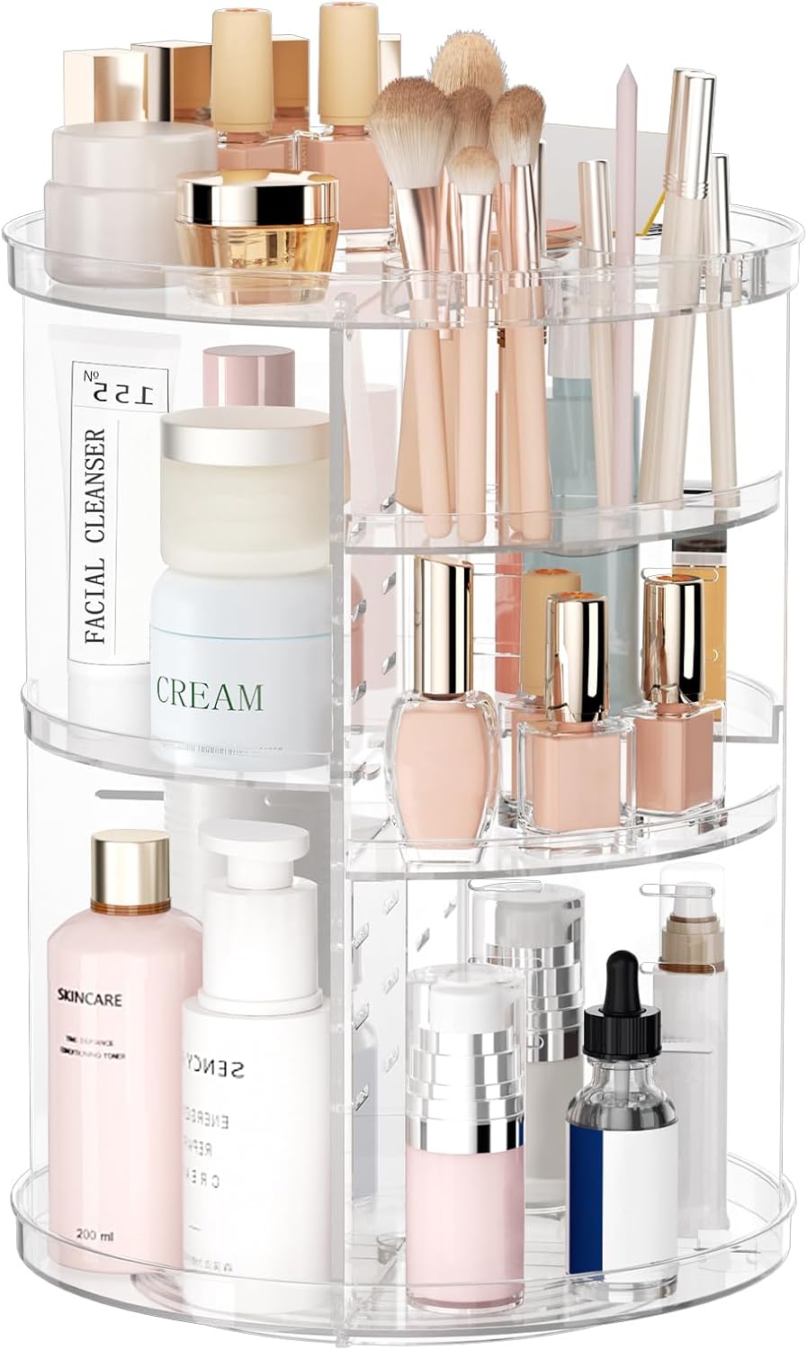 Rotating Makeup Organizer, DIY 8 Adjustable Layers Spinning Skincare Organizer, Cosmetic Display Case with Brush Holder Perfume Tray, Multi-Function Storage Carousel for Vanity Bathroom Countertop Rotating Makeup Organizer, DIY 8 Adjustable Layers Spinning Skincare Organizer, Cosmetic Display Case with Brush Holder Perfume Tray, Multi-Function Storage Carousel for Vanity Bathroom Countertop