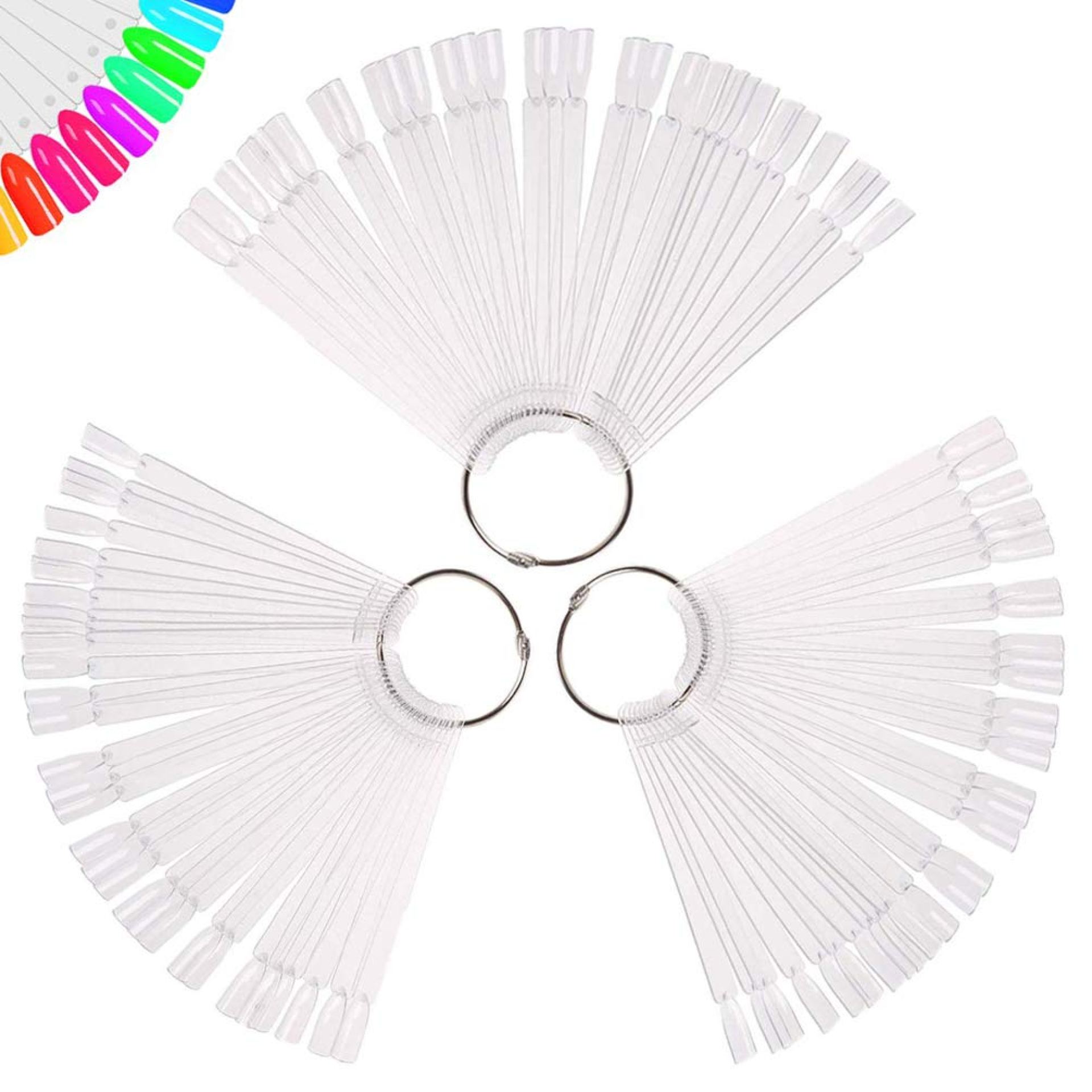 150 Pcs Clear Nail Swatch Sticks with Ring, Fan Shape Nail Art Tips, False Nail Sample Sticks, Nail Practice Color Display, Transparent Board 150 Pcs Clear Nail Swatch Sticks with Ring, Fan Shape Nail Art Tips, False Nail Sample Sticks, Nail Practice Color Display, Transparent Board
