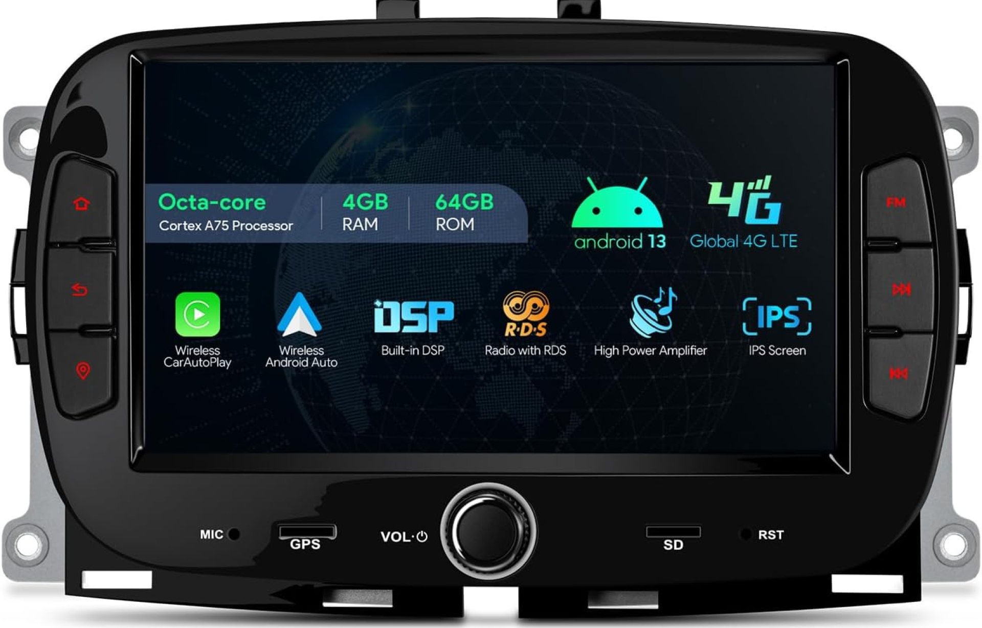 XTRONS Single Din Car Stereo for Fiat 500 2016-2020, Android 13 Octa Core 4GB RAM 64GB ROM Car Radio, 7” IPS Touch Screen GPS Navigation for Car Bluetooth Head Unit DSP Car Play Android Auto 4G LTE XTRONS Single Din Car Stereo for Fiat 500 2016-2020, Android 13 Octa Core 4GB RAM 64GB ROM Car Radio, 7” IPS Touch Screen GPS Navigation for Car Bluetooth Head Unit DSP Car Play Android Auto 4G LTE