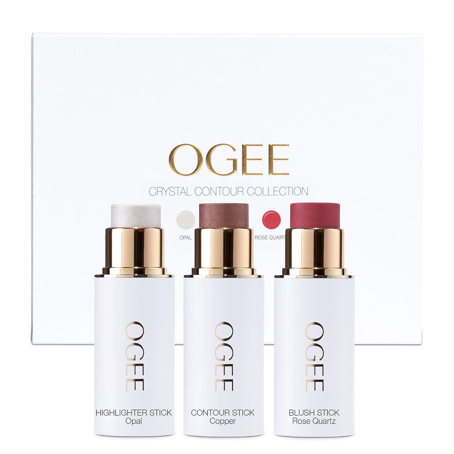 Ogee Face Stick Crystal Collection Trio – Contour Stick Makeup Collection – Certified Organic Contour Palette – Includes Bronzer Stick, Blush Stick & Highlighter Stick Ogee Face Stick Crystal Collection Trio – Contour Stick Makeup Collection – Certified Organic Contour Palette – Includes Bronzer Stick, Blush Stick & Highlighter Stick