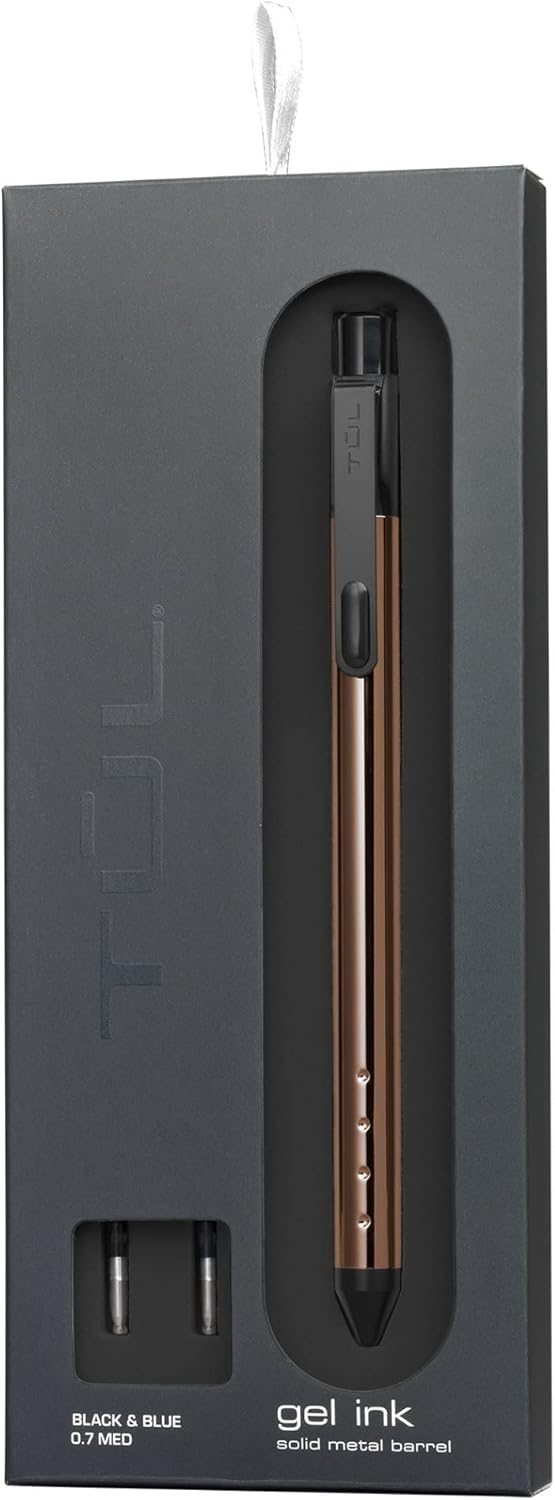 TUL® Fine Writing Solid Metal Barrel Retractable Gel Pen with 2 Refills, Medium Point, 0.7 mm, Rose Gold Barrel, Black/Blue Ink TUL® Fine Writing Solid Metal Barrel Retractable Gel Pen with 2 Refills, Medium Point, 0.7 mm, Rose Gold Barrel, Black/Blue Ink