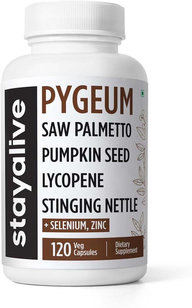 STAY ALIVE Pygeum Africanum Supplement, 7-in-1 Extract w/Saw Palmetto, Pumpkin Seed, Stinging Nettle and Lycopene, 120 Vegan Capsules, Non-GMO and Gluten-Free Pygeum Supplement for Men and Women STAY ALIVE Pygeum Africanum Supplement, 7-in-1 Extract w/Saw Palmetto, Pumpkin Seed, Stinging Nettle and Lycopene, 120 Vegan Capsules, Non-GMO and Gluten-Free Pygeum Supplement for Men and Women