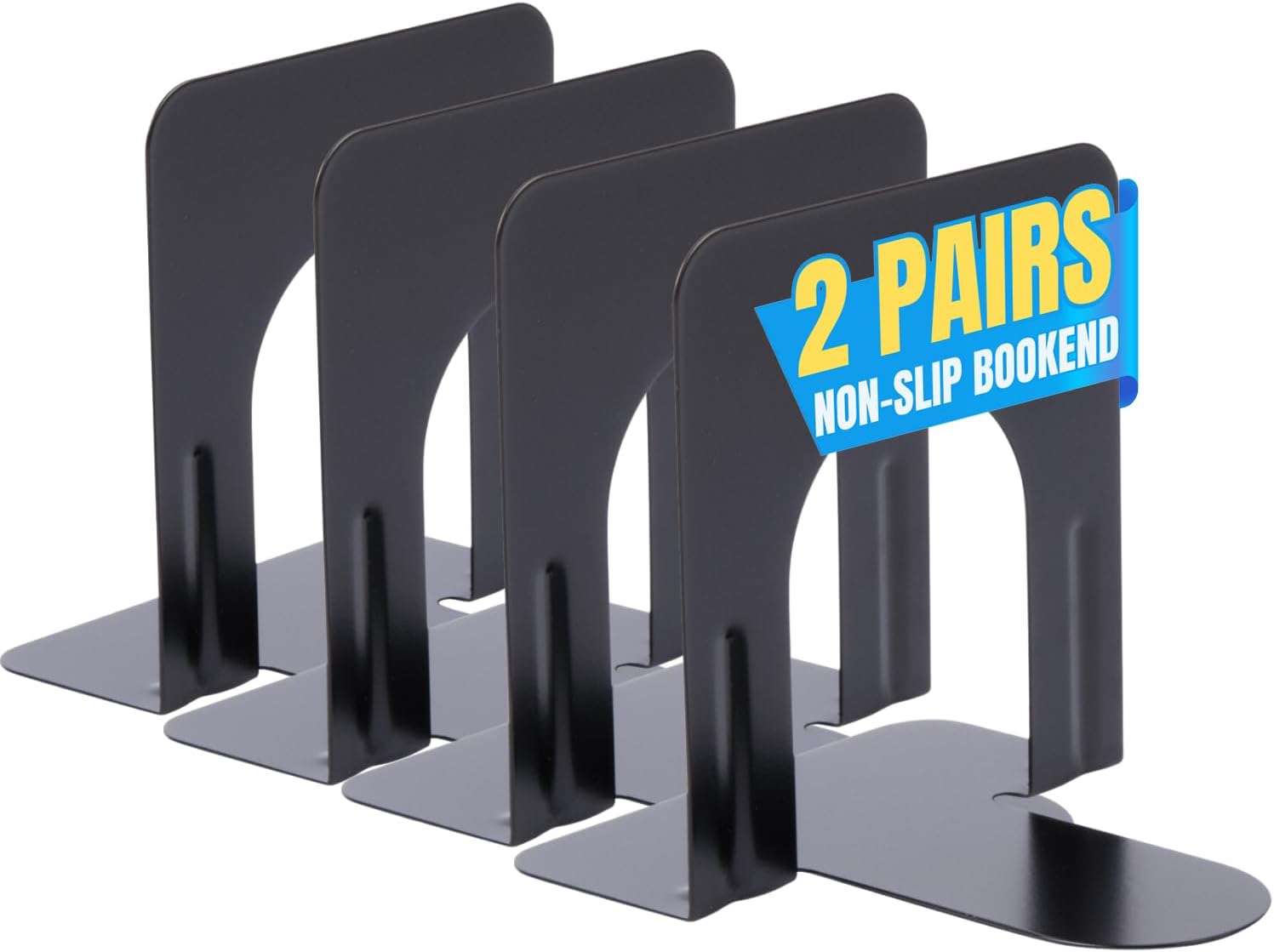 1InTheOffice Bookends for Shelves, Metal Bookends, 5 1/4″ x 4 3/4″ x 5″, Non-Slip, Black, 4 Pack 1InTheOffice Bookends for Shelves, Metal Bookends, 5 1/4″ x 4 3/4″ x 5″, Non-Slip, Black, 4 Pack