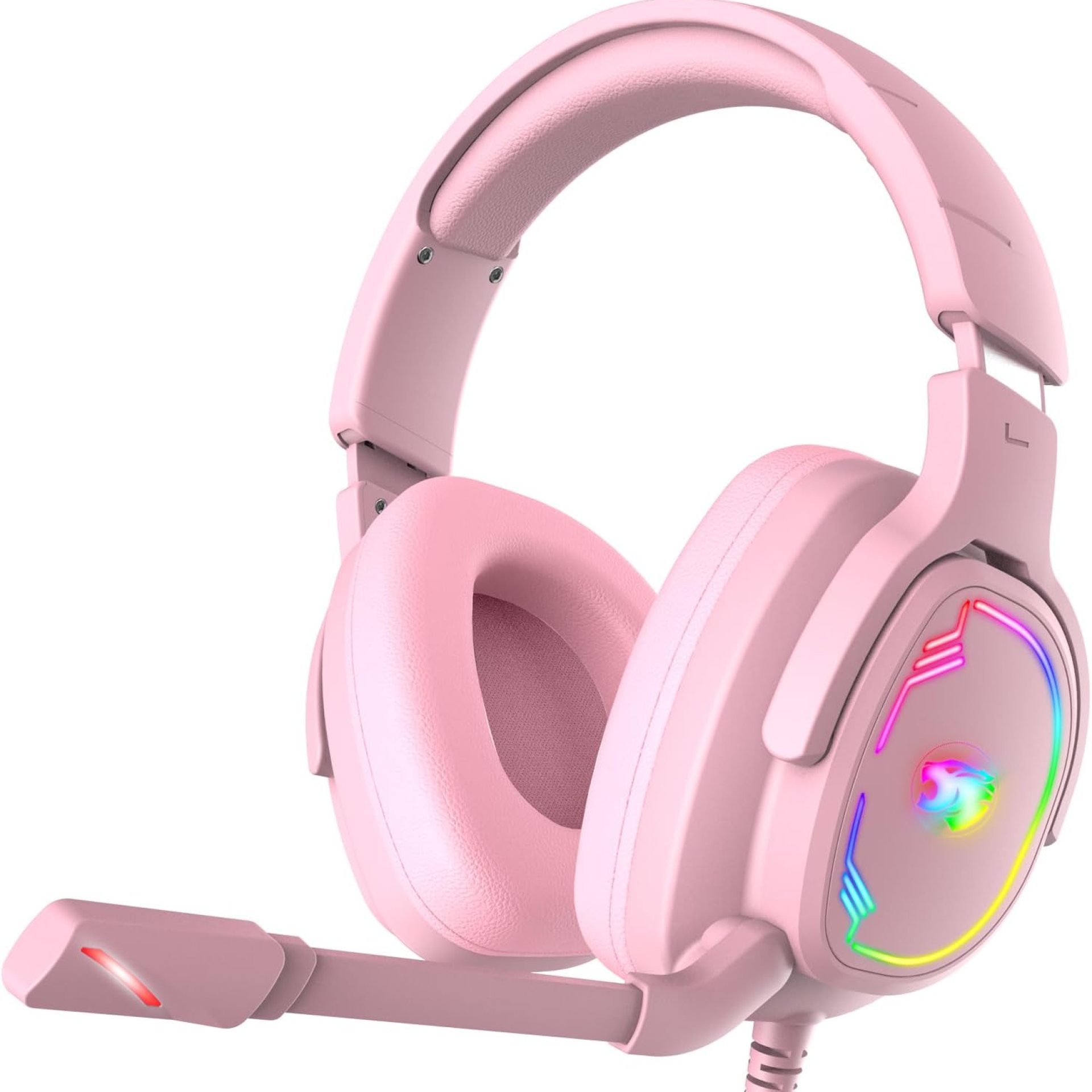 Gaming Headset for PC/PS4/PS5/Xbox One/Switch, Stereo Surround Sound Gaming Headphones with Noise Canceling Flexible Mic, Computer Headset with 3.5mm Jack & RGB Light(Pink) Gaming Headset for PC/PS4/PS5/Xbox One/Switch, Stereo Surround Sound Gaming Headphones with Noise Canceling Flexible Mic, Computer Headset with 3.5mm Jack & RGB Light(Pink)