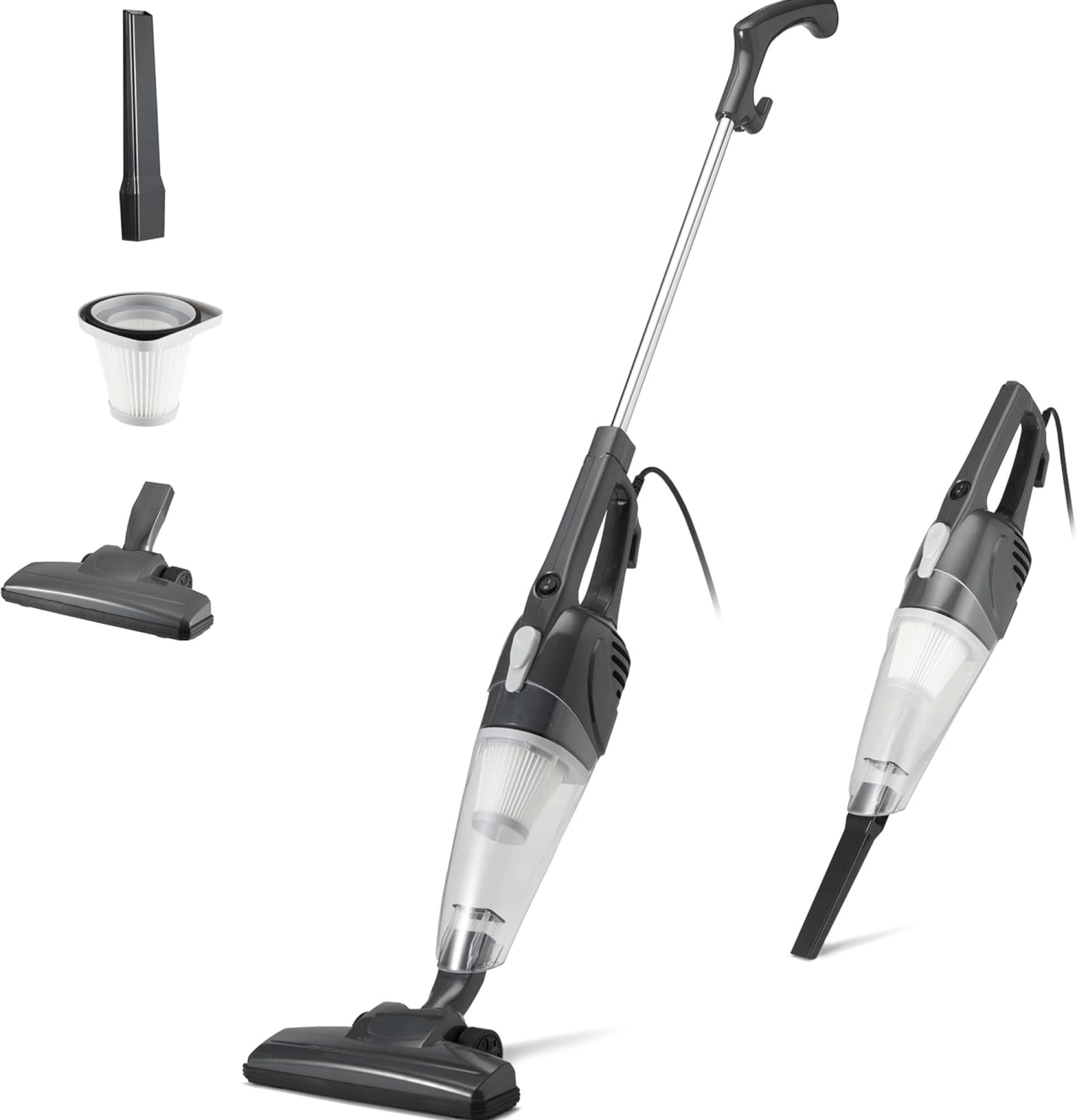 Amazon Basics 2-in-1 Corded Stick Vacuum Cleaner, Convertible to Handheld, Lightweight (3.9 LBS), with Washable HEPA Filter, Crevice Tools, 0.5L Dust Cup, 19.7-Ft Cord, 300W, Black Amazon Basics 2-in-1 Corded Stick Vacuum Cleaner, Convertible to Handheld, Lightweight (3.9 LBS), with Washable HEPA Filter, Crevice Tools, 0.5L Dust Cup, 19.7-Ft Cord, 300W, Black