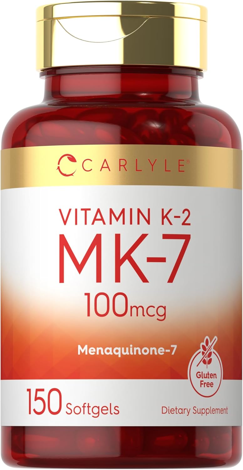 Carlyle Vitamin K2 MK7 100 mcg | 150 Softgels | Non-GMO, Gluten Free Supplement Carlyle Vitamin K2 MK7 100 mcg | 150 Softgels | Non-GMO, Gluten Free Supplement