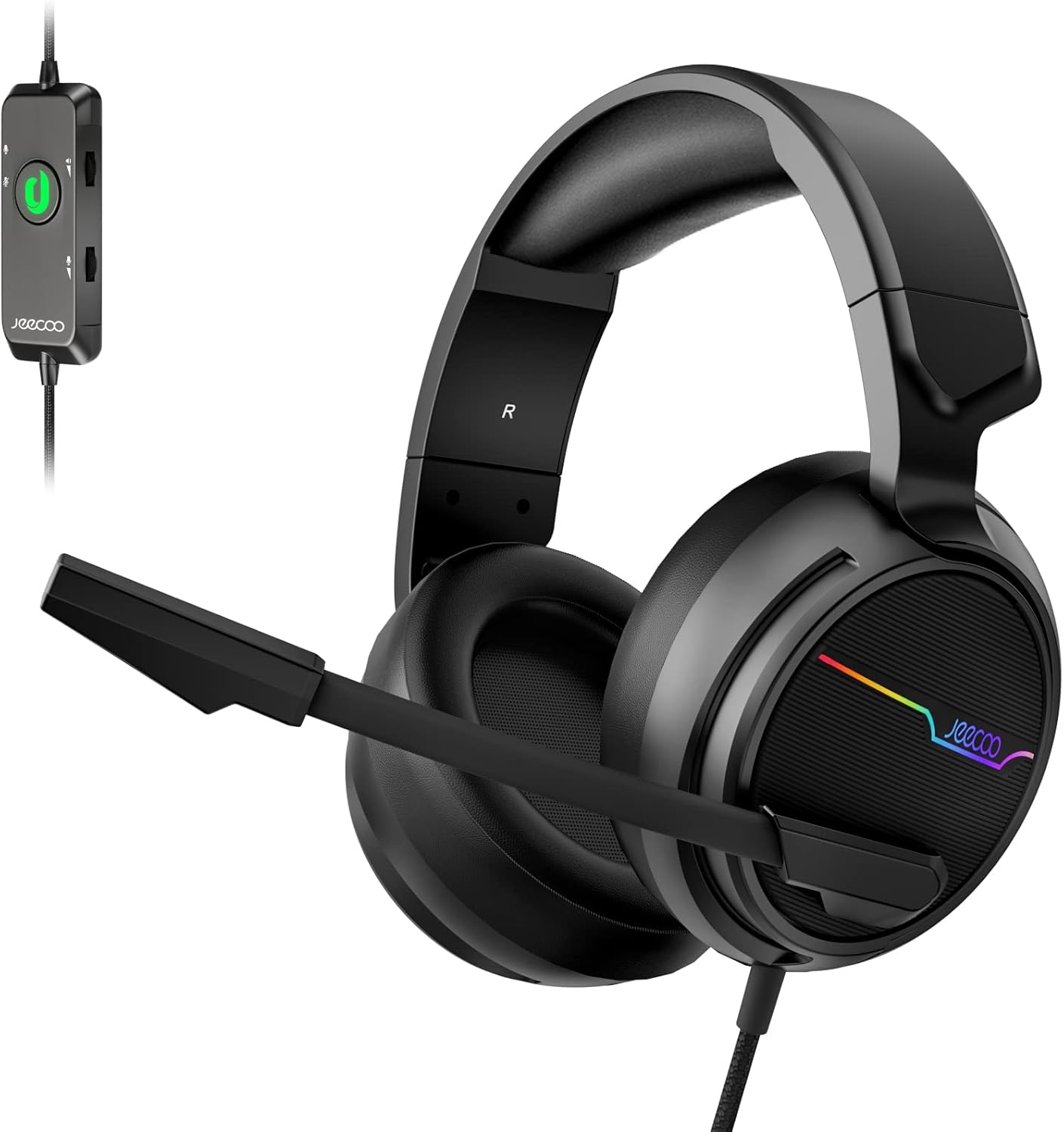 Jeecoo V20U USB Pro Gaming Headset for PC – 7.1 Surround Sound Headphones with Noise Cancelling Microphone- Memory Foam Ear Pads for Laptop Computers Jeecoo V20U USB Pro Gaming Headset for PC – 7.1 Surround Sound Headphones with Noise Cancelling Microphone- Memory Foam Ear Pads for Laptop Computers