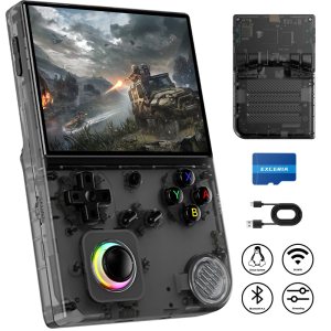 RG40XX V Retro Handheld Game Console with Linux System 4-inch IPS Screen 64G TF Card RG 40XXV Retro Game Console with 5000+Classic Games and 3200mAh Battery Supports 5G WiFi HDMI Bluetooth 4.2 Black Translucent