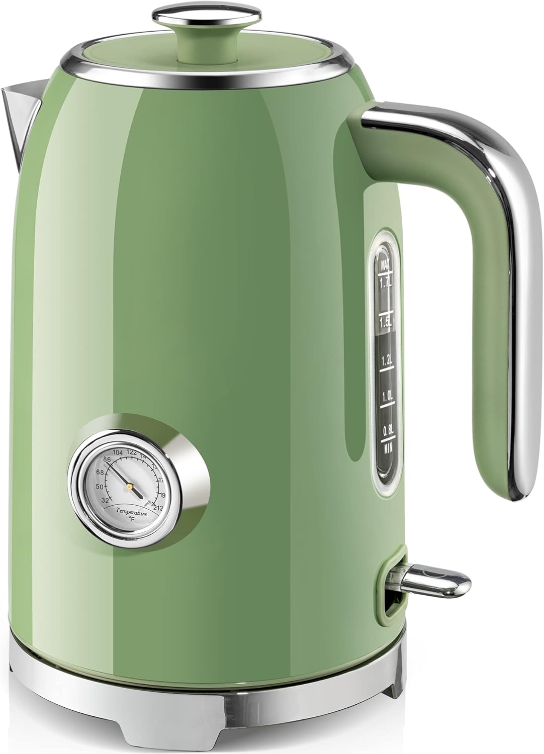 SUSTEAS Electric Kettle – 57oz Hot Tea Water Boiler with Thermometer, 1500W Fast Heating Stainless Steel Pot, Cordless LED Indicator, Auto Shut-Off & Boil Dry Protection, Retro Green SUSTEAS Electric Kettle – 57oz Hot Tea Water Boiler with Thermometer, 1500W Fast Heating Stainless Steel Pot, Cordless LED Indicator, Auto Shut-Off & Boil Dry Protection, Retro Green