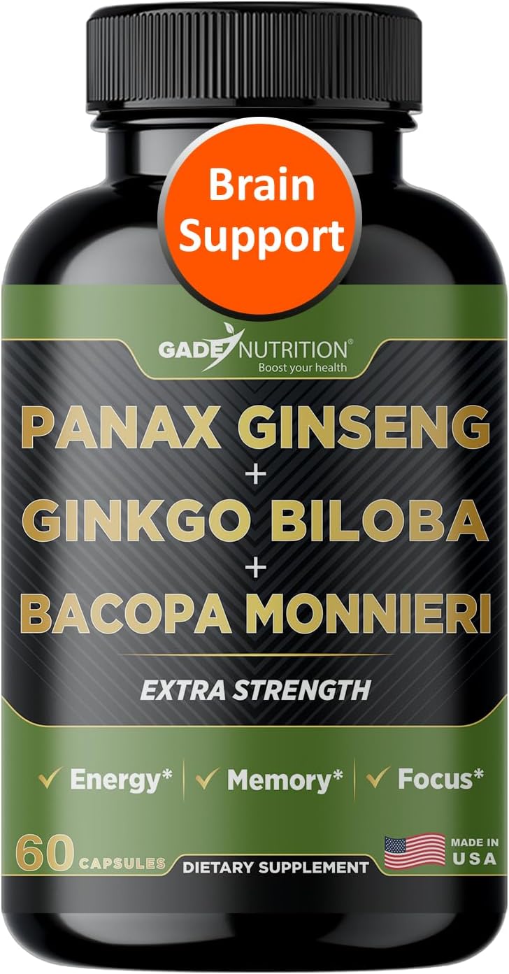 Gade Nutrition Ginkgo Biloba with Ginseng Supplement and Bacopa Monnieri | Brain Supplements for Memory and Focus with panax Ginseng & Ginko biloba Capsules – Memory Supplement for Brain Gade Nutrition Ginkgo Biloba with Ginseng Supplement and Bacopa Monnieri | Brain Supplements for Memory and Focus with panax Ginseng & Ginko biloba Capsules – Memory Supplement for Brain