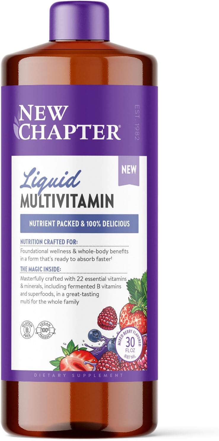 New Chapter Liquid Multivitamin + Mineral Supplement for Whole-Body Benefits, 100% Delicious Multivitamin for Adults, Teens & Kids 2+, Ready to Absorb Faster, Mixed Berry Flavored, 30 oz New Chapter Liquid Multivitamin + Mineral Supplement for Whole-Body Benefits, 100% Delicious Multivitamin for Adults, Teens & Kids 2+, Ready to Absorb Faster, Mixed Berry Flavored, 30 oz
