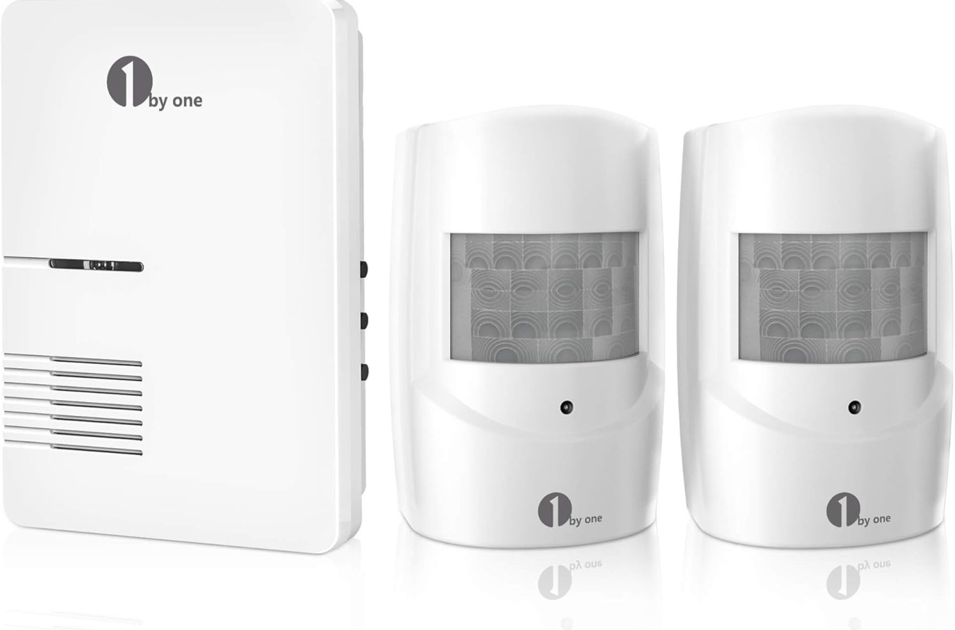 1byone Driveway Alarm, Home Security Alert System with 36 Melodies, 1 Plug-in Receiver and 2 Weatherproof PIR Motion Detector, 1000ft Wireless Transmission Range and 24ft PIR Detection Range 1byone Driveway Alarm, Home Security Alert System with 36 Melodies, 1 Plug-in Receiver and 2 Weatherproof PIR Motion Detector, 1000ft Wireless Transmission Range and 24ft PIR Detection Range