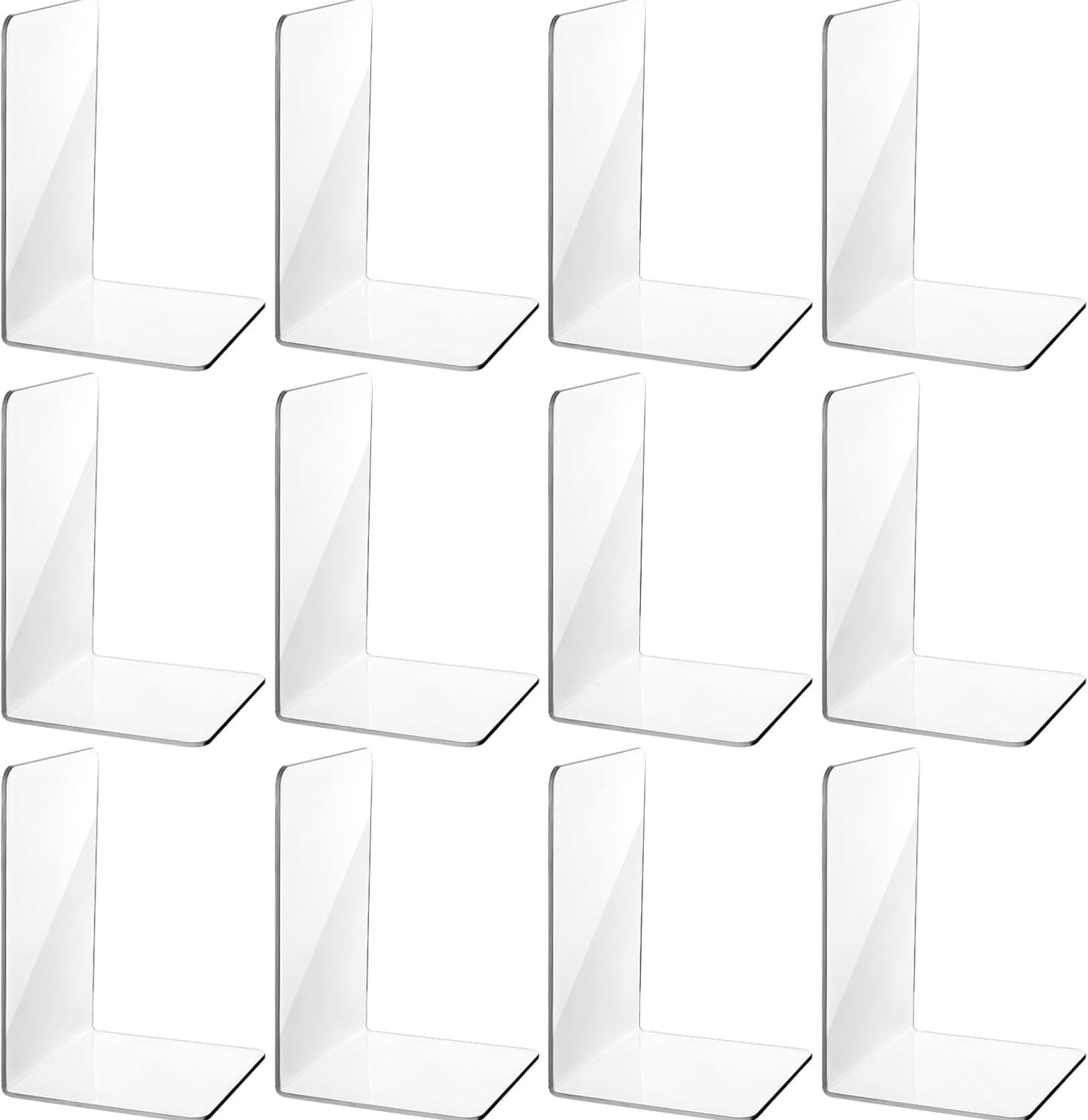 12Pcs Clear Bookends for Heavy Books,Acrylic Book Shelf Organizer for Desk,Plastic Heavy Duty Book Holders Standand Invisible Bookshelf Dividers Decorative,Suitable for Office Home Weighted Bookends 12Pcs Clear Bookends for Heavy Books,Acrylic Book Shelf Organizer for Desk,Plastic Heavy Duty Book Holders Standand Invisible Bookshelf Dividers Decorative,Suitable for Office Home Weighted Bookends